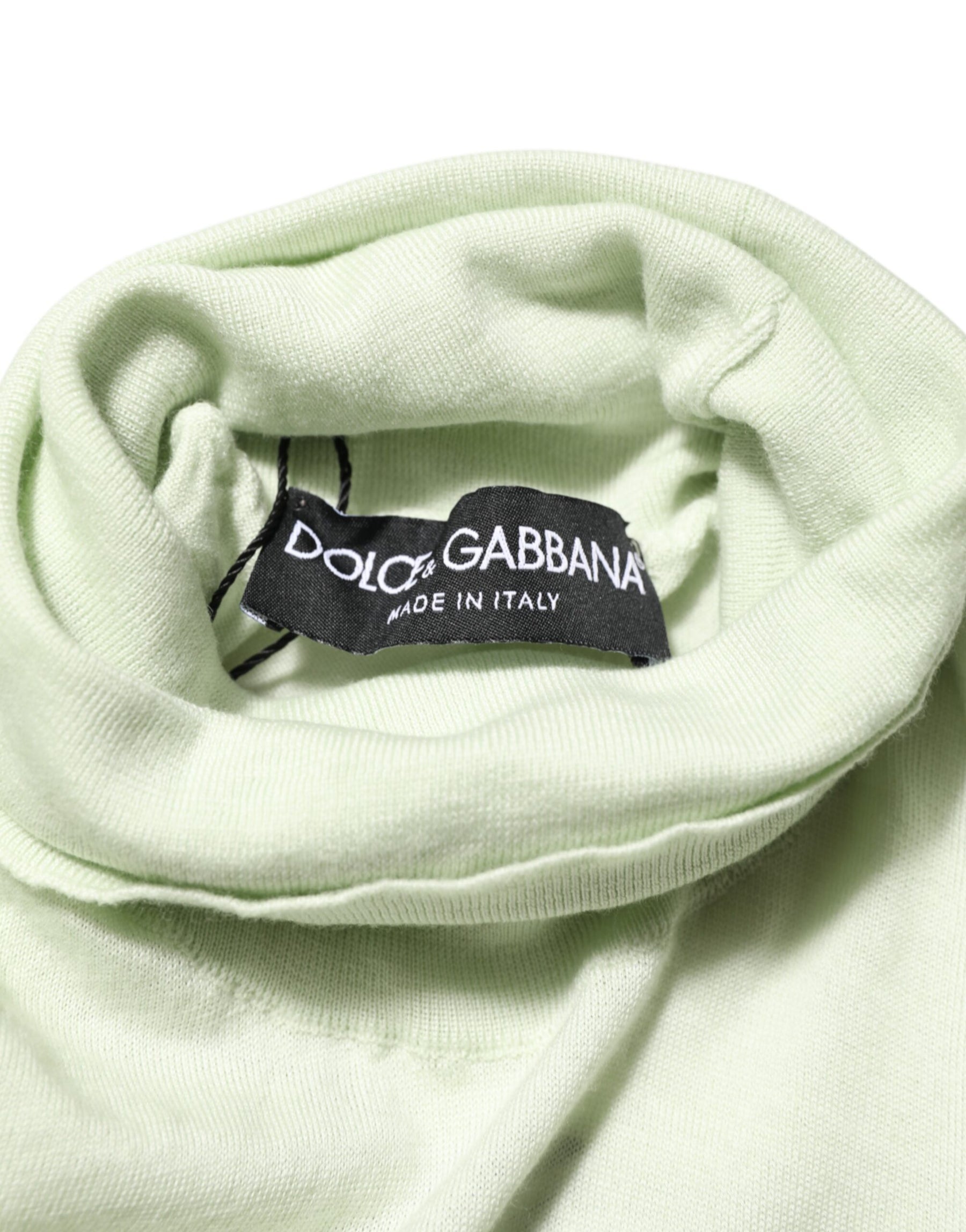 Dolce & Gabbana Light Green Logo TurtleNeck Pullover Sweater | Regal Royce