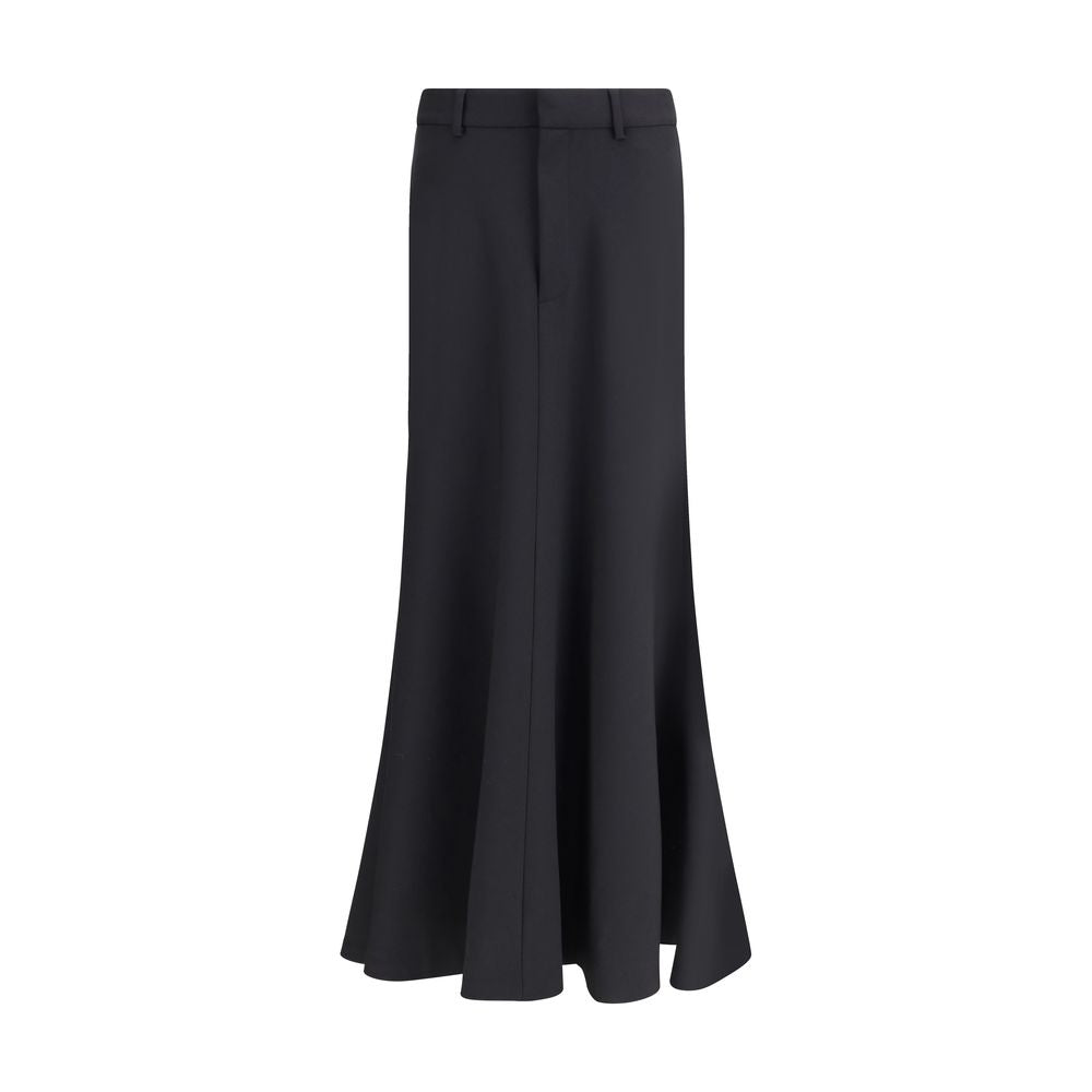 Balenciaga Black Fleece Wool Long Skirt | Regal Royce