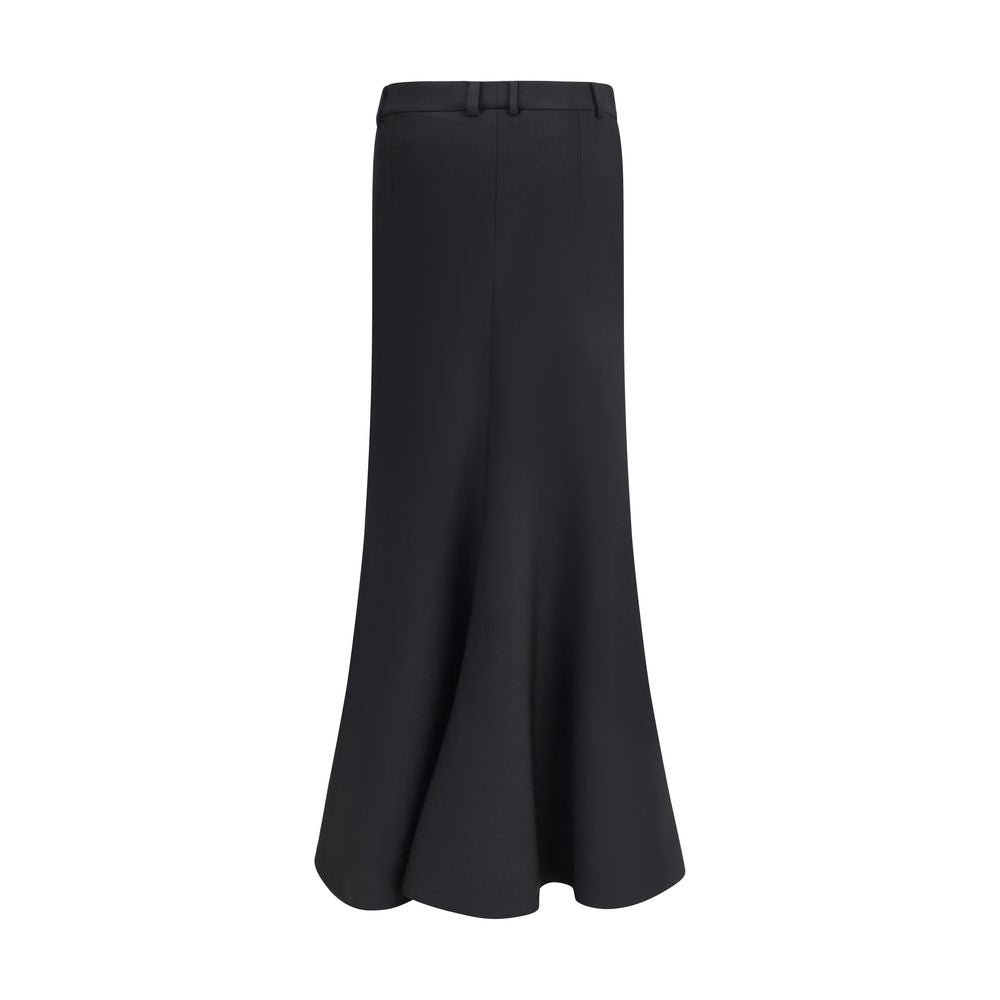 Balenciaga Black Fleece Wool Long Skirt | Regal Royce