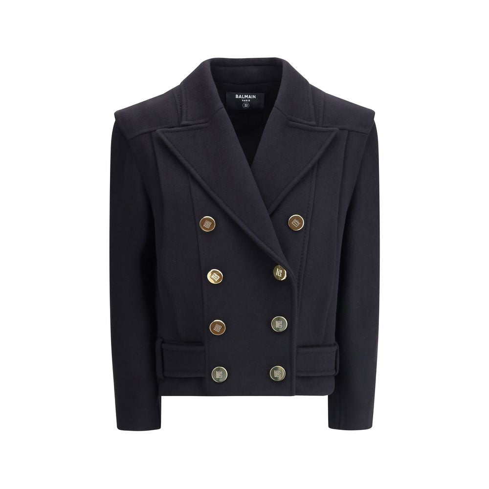Balmain Black Wool Coat | Regal Royce
