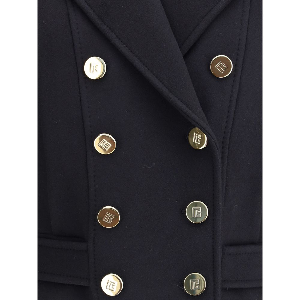 Balmain Black Wool Coat | Regal Royce