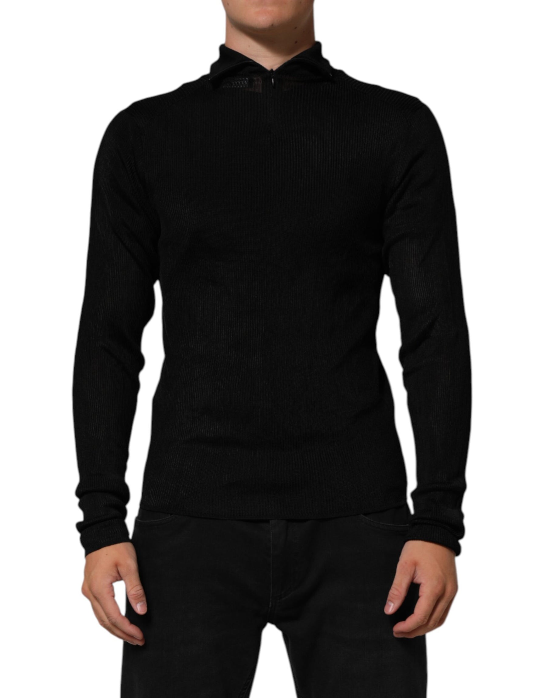 Dolce & Gabbana Black Viscose Turtle Neck Pullover Sweater | Regal Royce