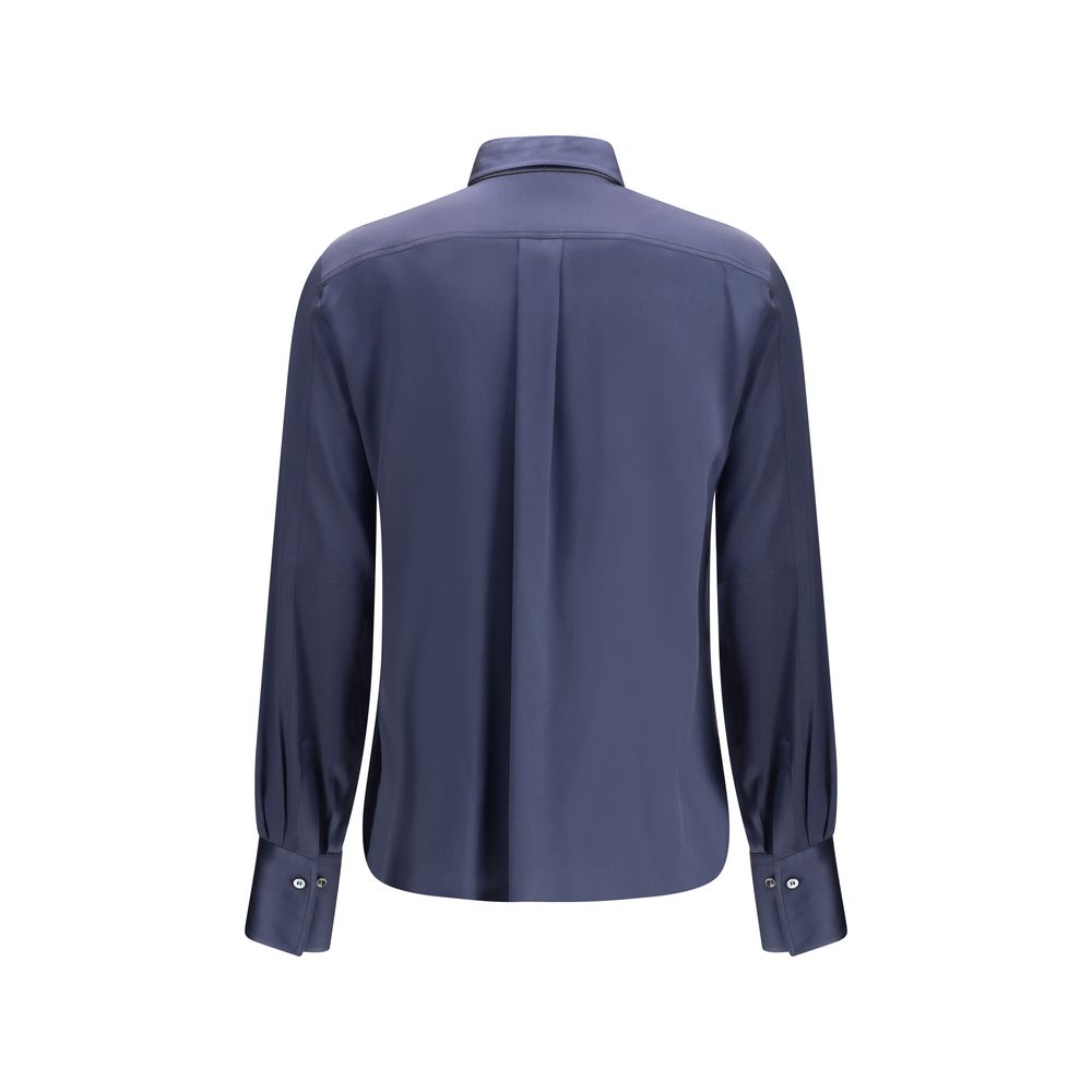 Brunello Cucinelli Blue Silk Blouse | Regal Royce