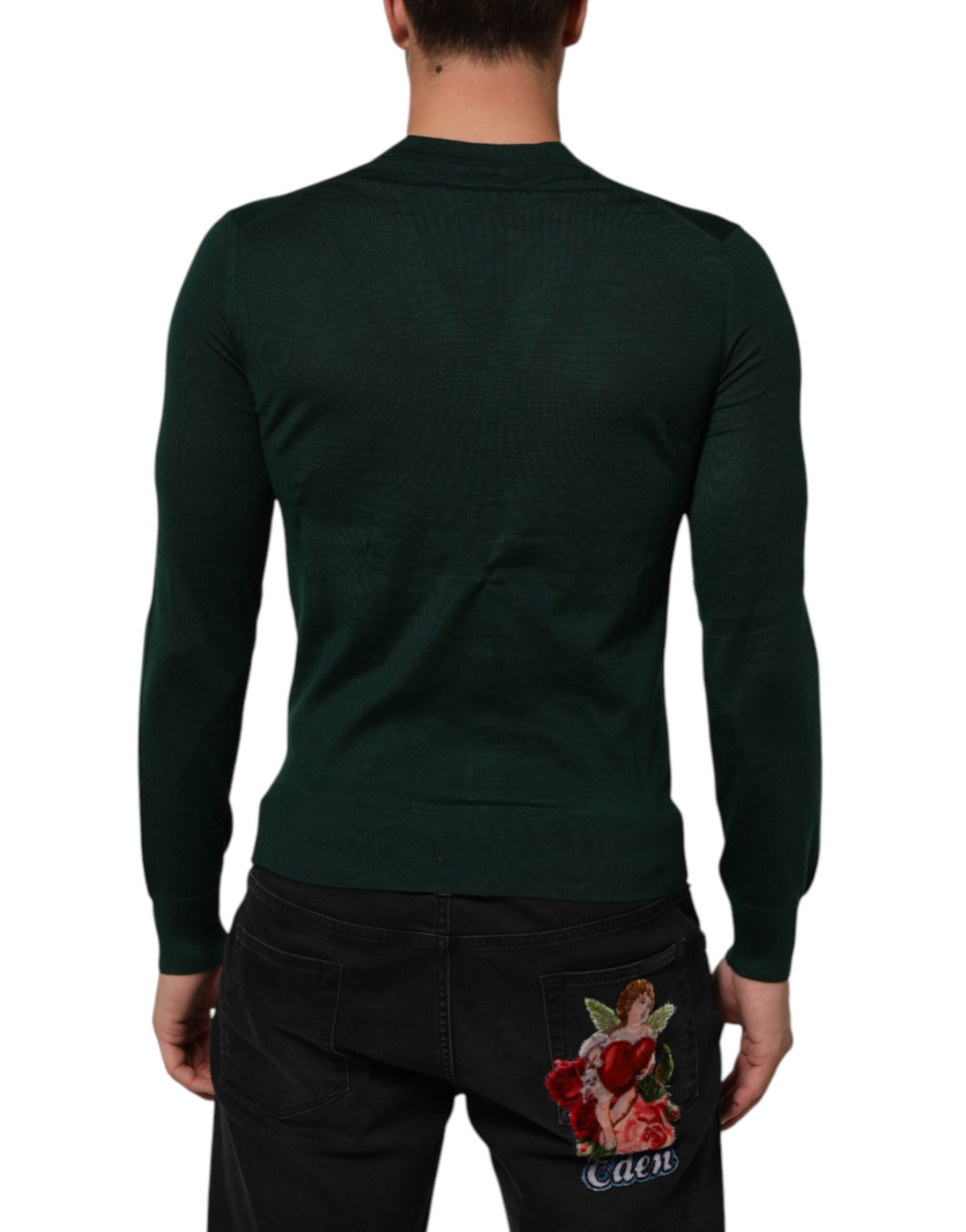 Dolce & Gabbana Dark Green Button Down Men Cardigan Sweater | Regal Royce