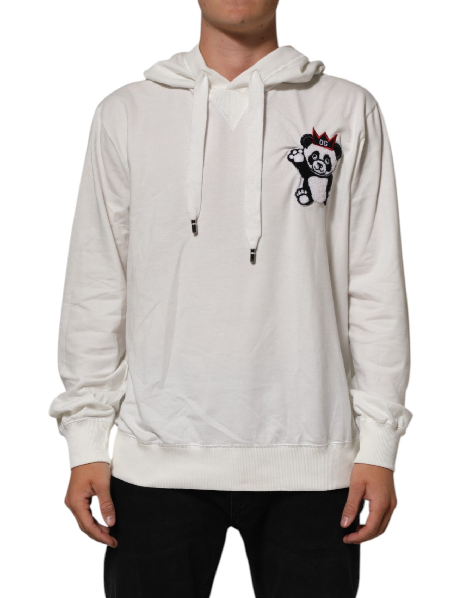 Dolce & Gabbana Off White Cotton Panda Hooded Sweatshirt Sweater | Regal Royce