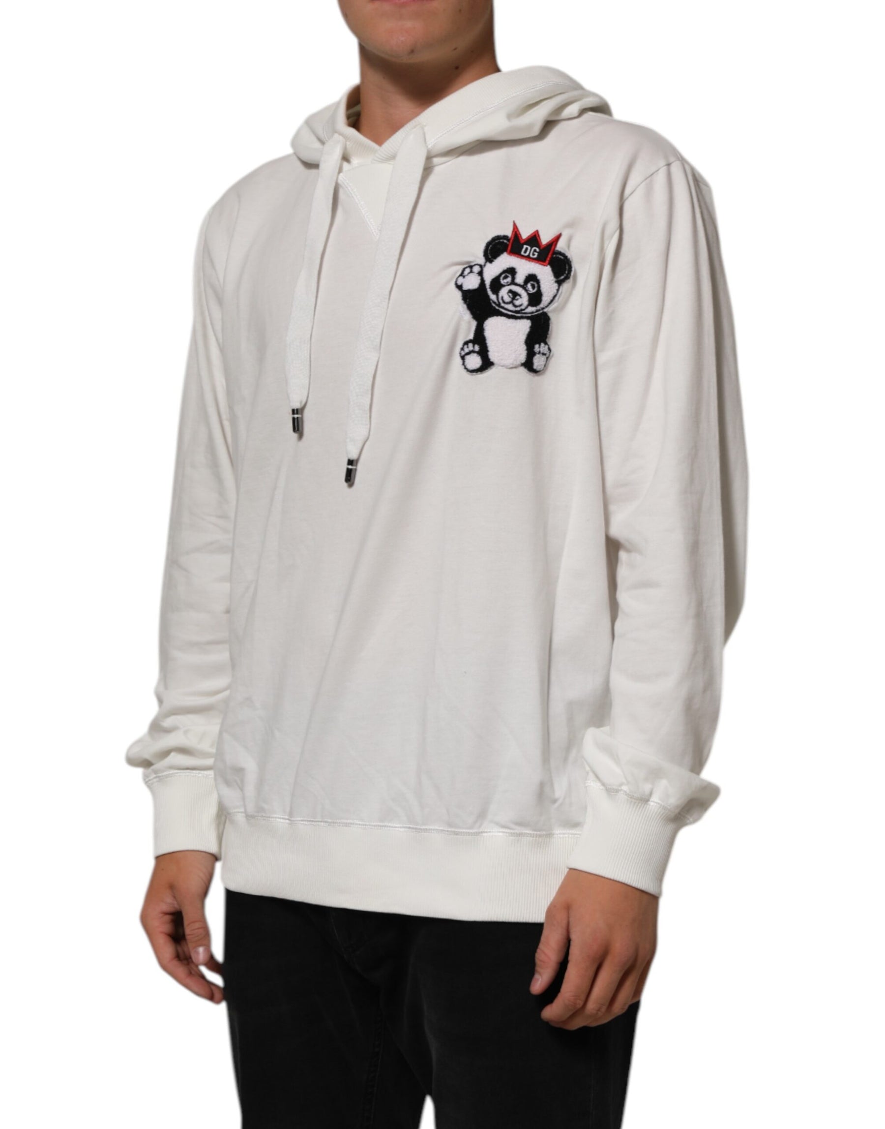 Dolce & Gabbana Off White Cotton Panda Hooded Sweatshirt Sweater | Regal Royce