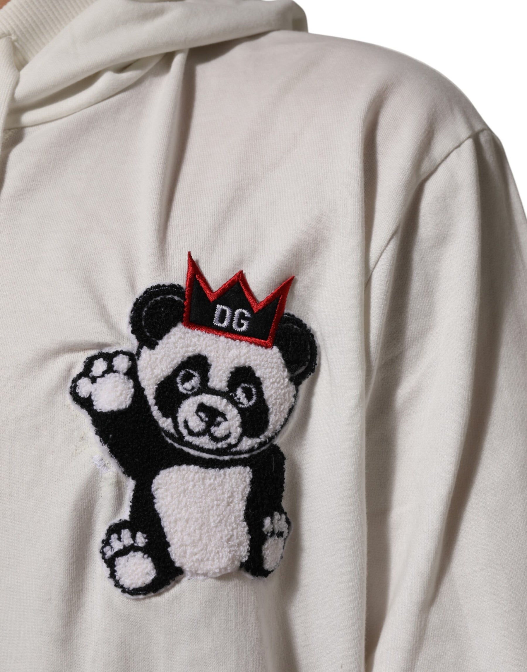 Dolce & Gabbana Off White Cotton Panda Hooded Sweatshirt Sweater | Regal Royce