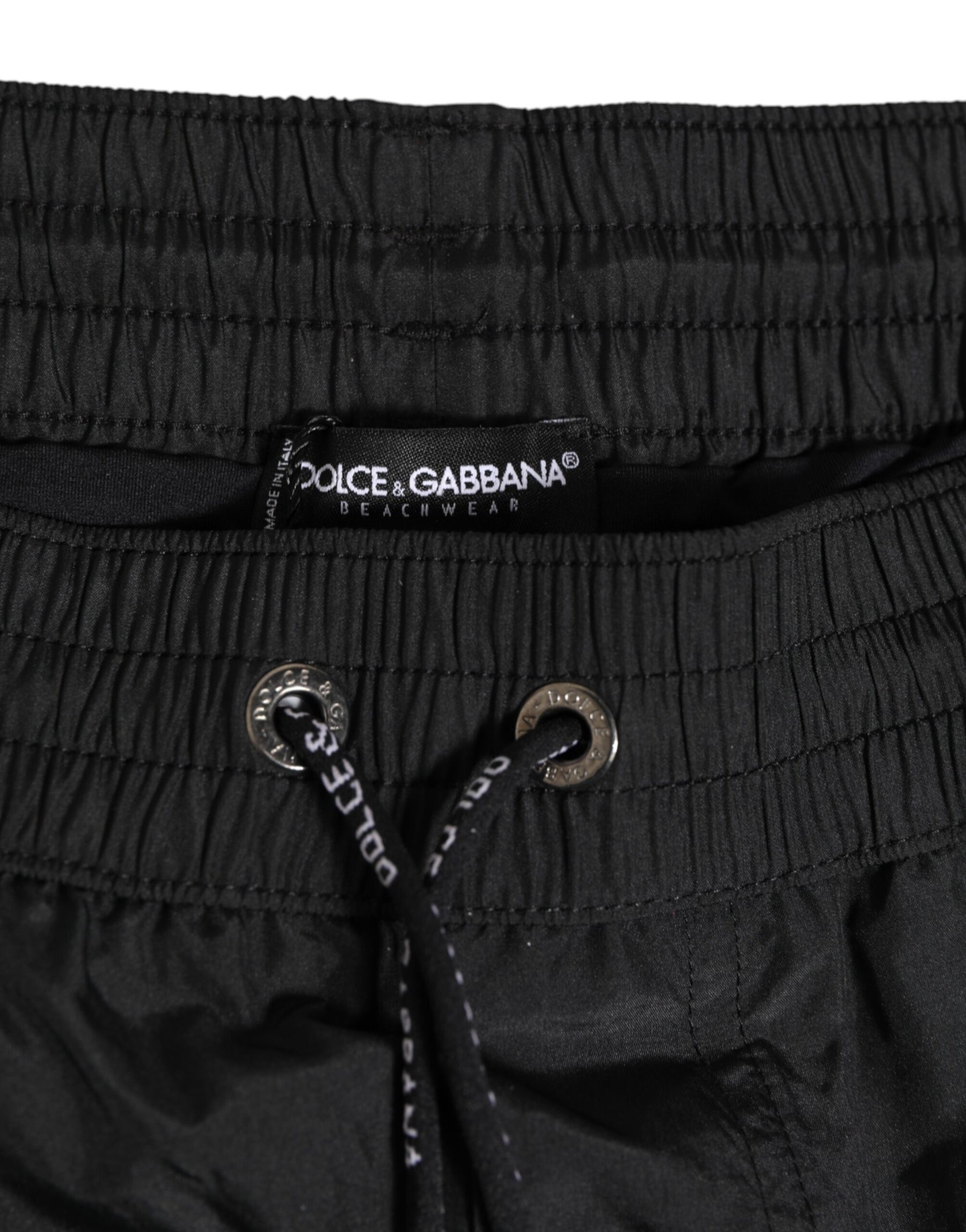 Dolce & Gabbana Black Logo Polyester Beachwear Shorts Swimwear | Regal Royce