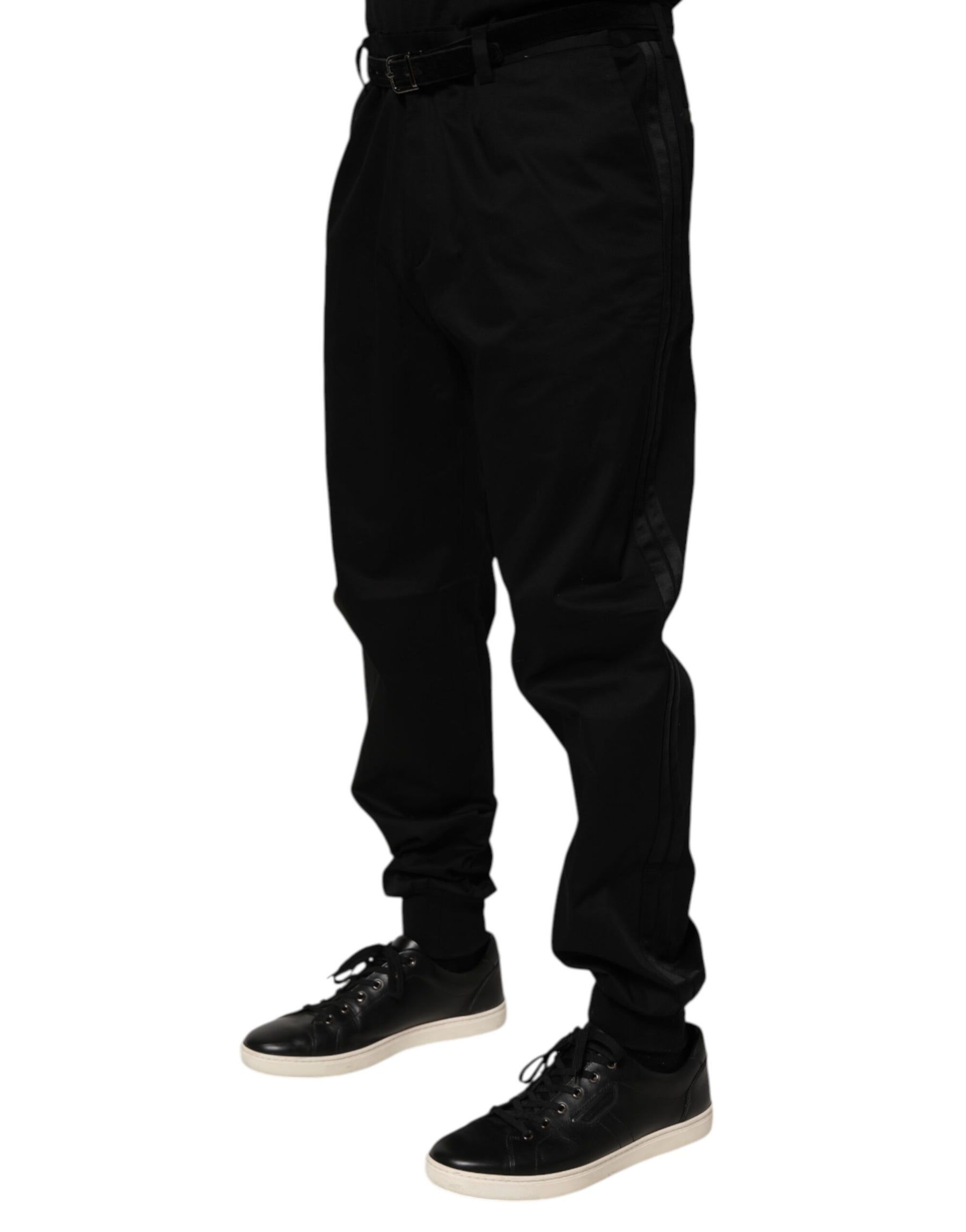 Dolce & Gabbana Black Cotton Stretch Casual Trouser Pants | Regal Royce