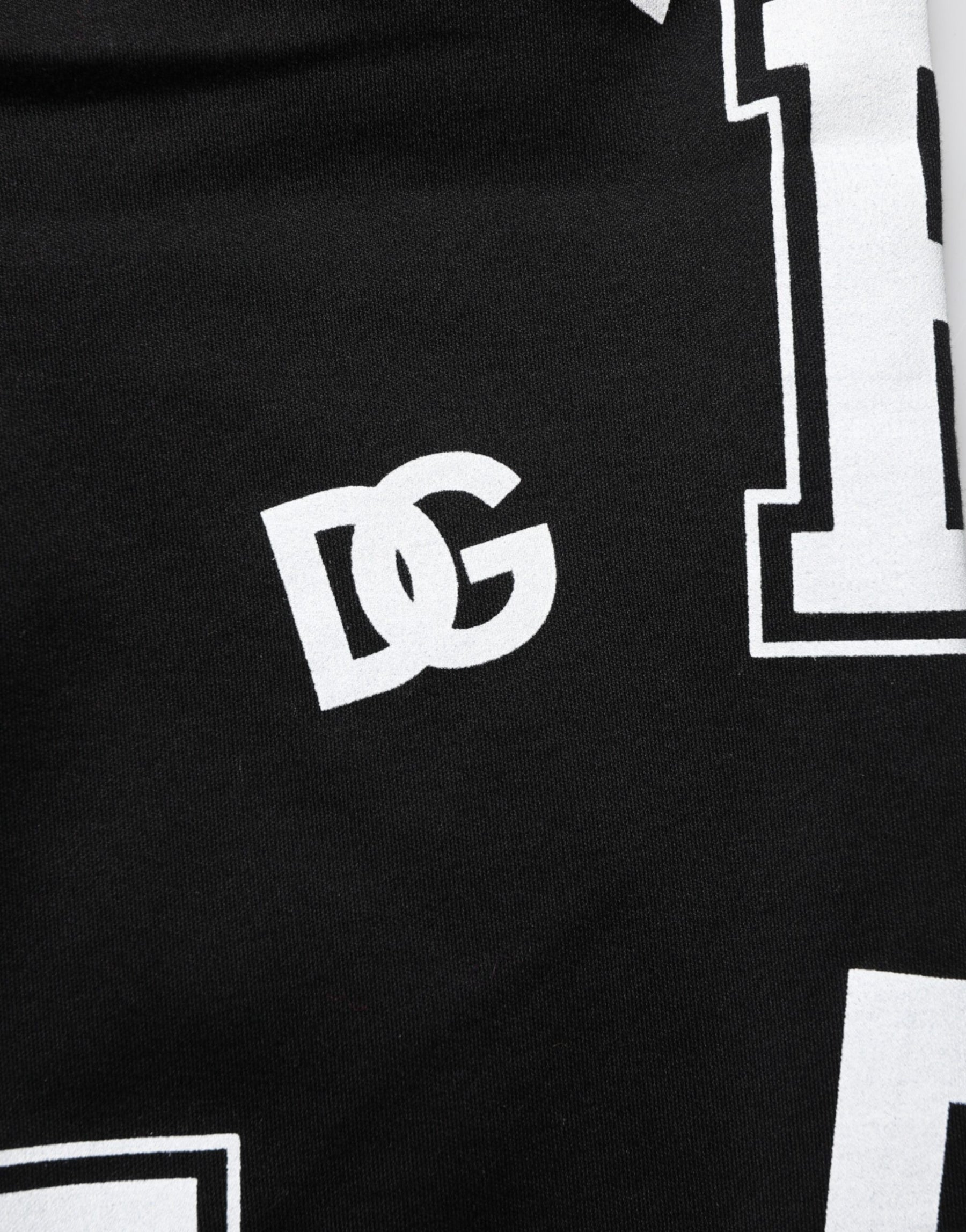 Dolce & Gabbana Black Logo Print Cotton Casual Bermuda Short | Regal Royce