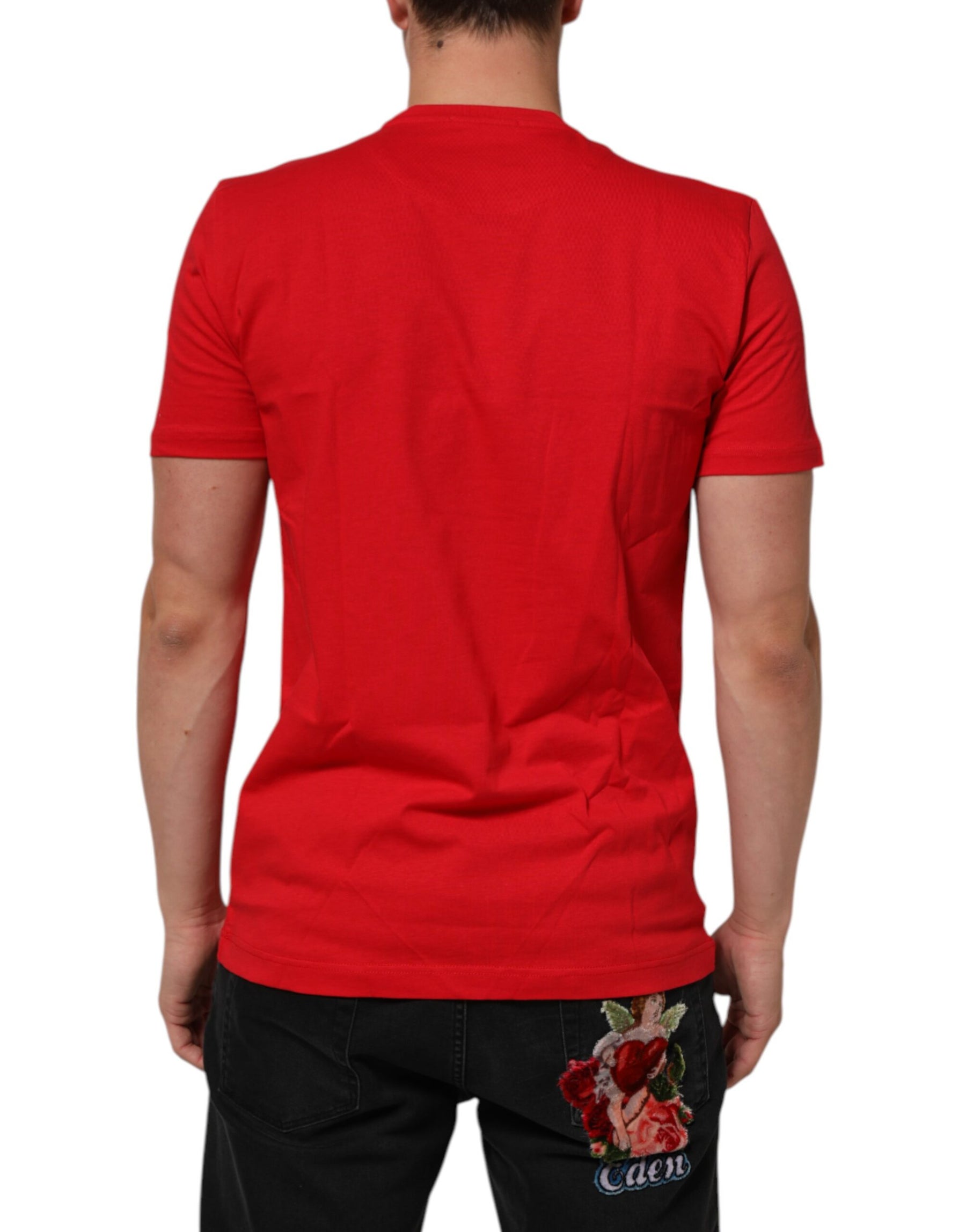 Dolce & Gabbana Red Goodluck 2023 Cotton Crew Neck T-shirt | Regal Royce