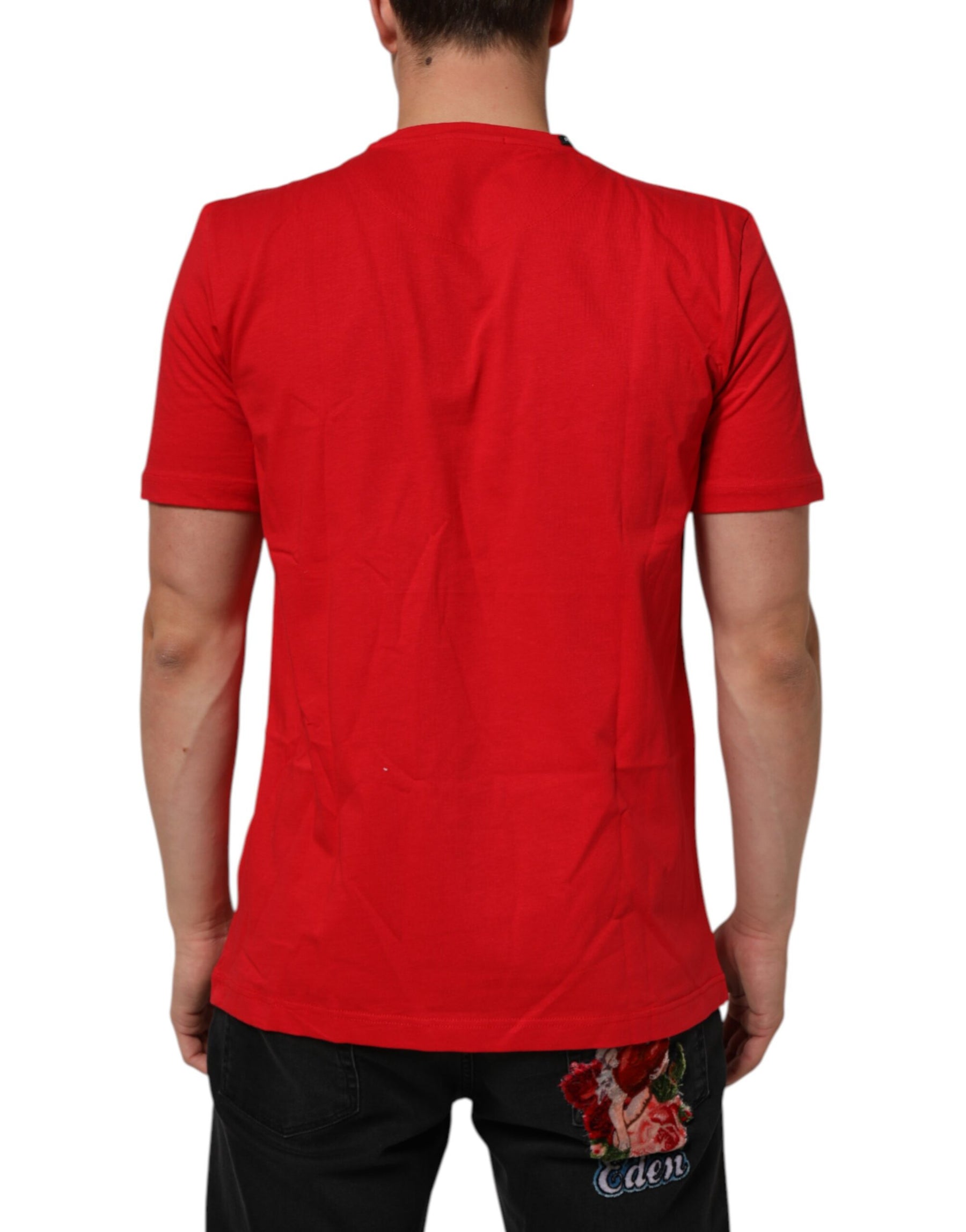 Dolce & Gabbana Red Goodluck 2023 Cotton Crew Neck T-shirt | Regal Royce