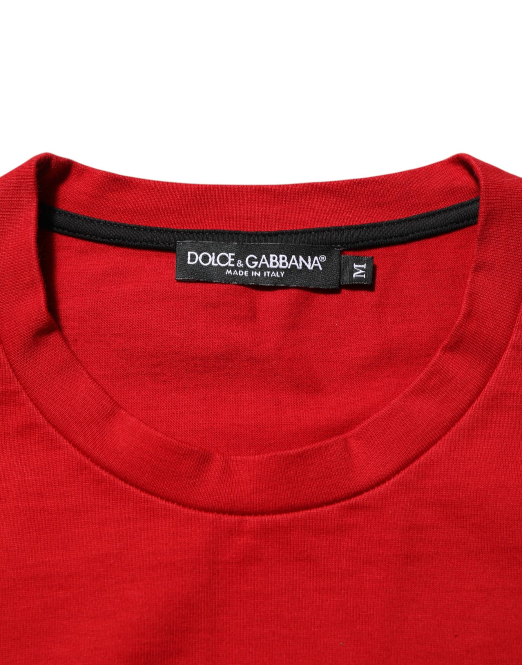 Dolce & Gabbana Red Logo Eye Print Cotton Short Sleeve T-shirt | Regal Royce