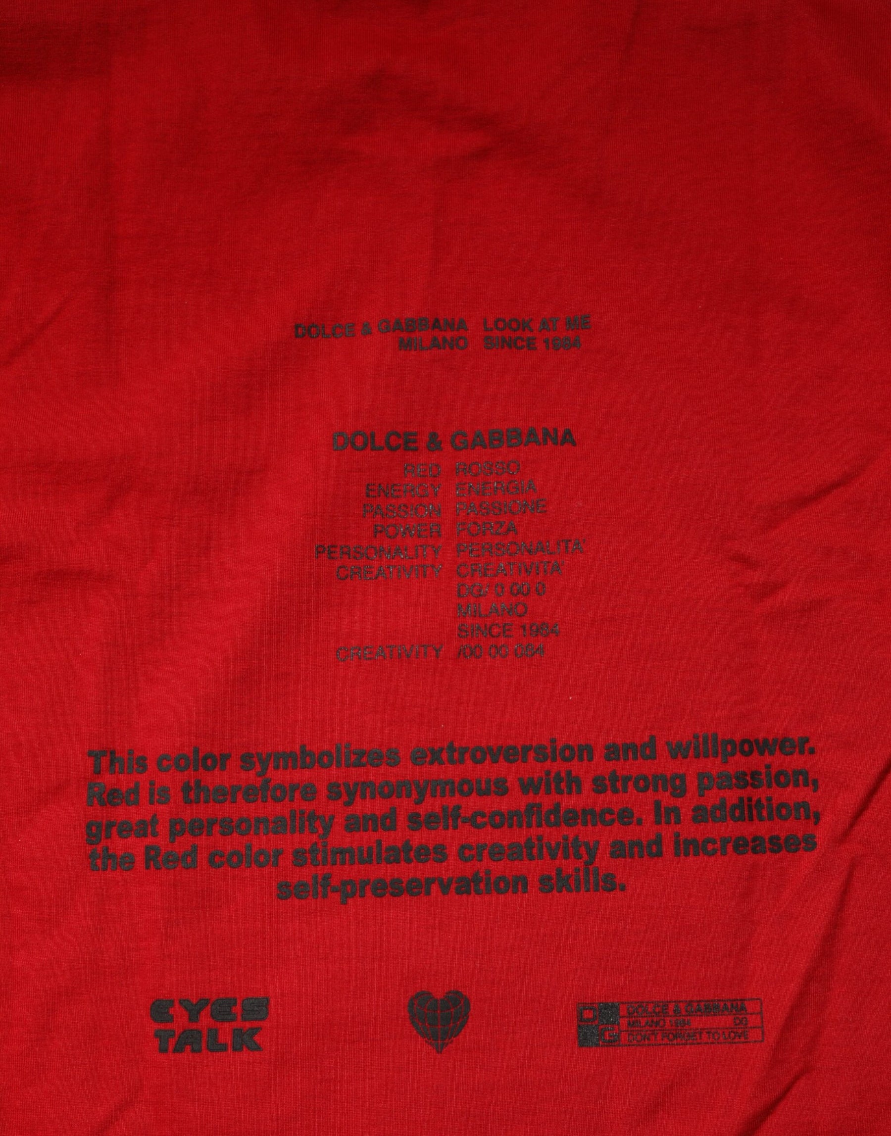 Dolce & Gabbana Red Logo Eye Print Cotton Short Sleeve T-shirt | Regal Royce