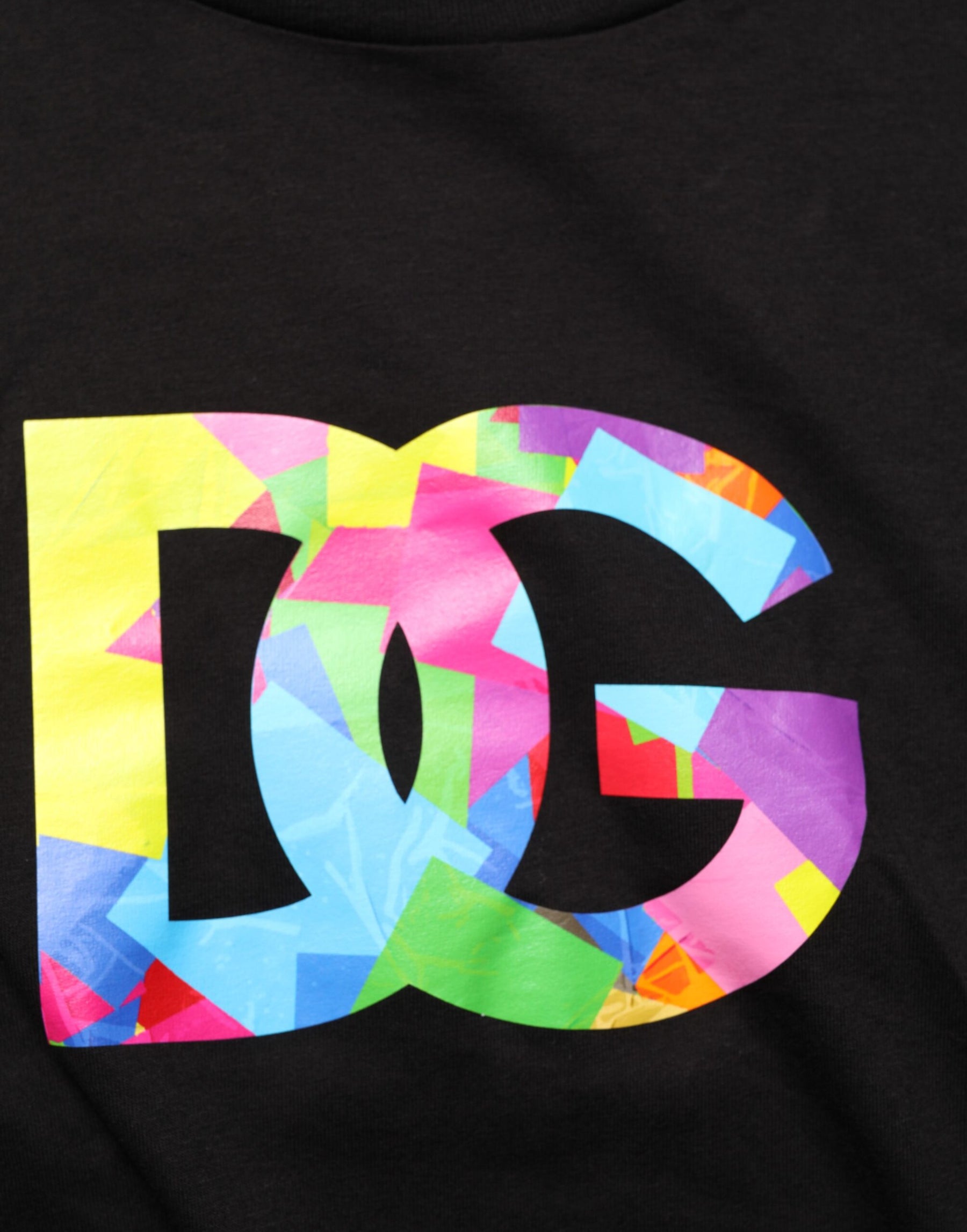 Dolce & Gabbana Black Logo Print Cotton Men Crew Neck T-shirt | Regal Royce