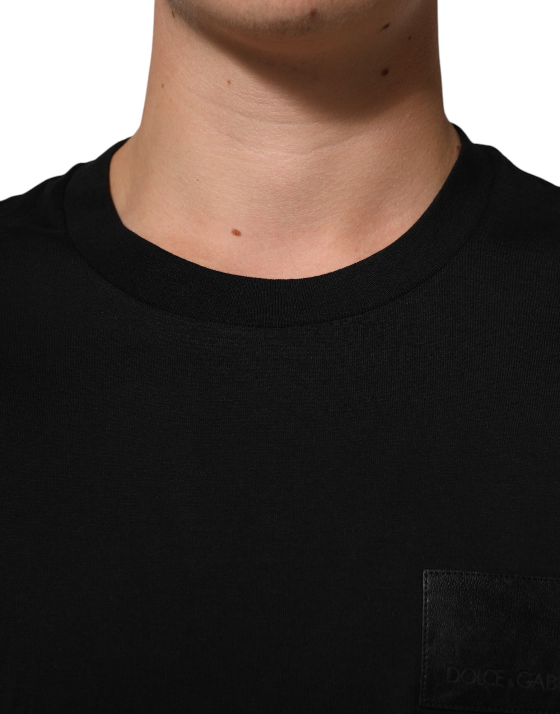 Dolce & Gabbana Black Logo Plaque Cotton Crew Neck T-shirt | Regal Royce