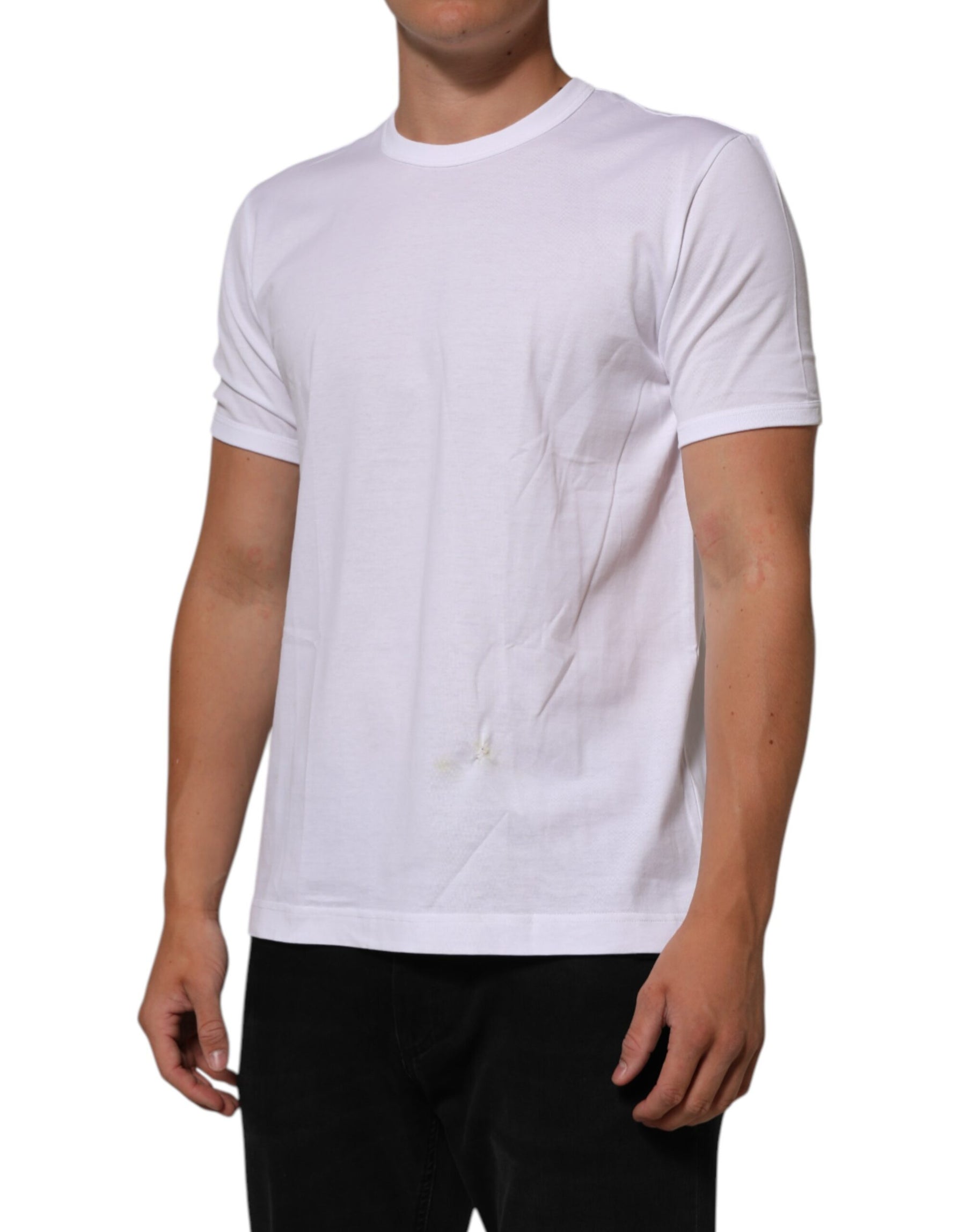 Dolce & Gabbana White Goodluck 2021 Cotton Crew Neck  T-shirt | Regal Royce