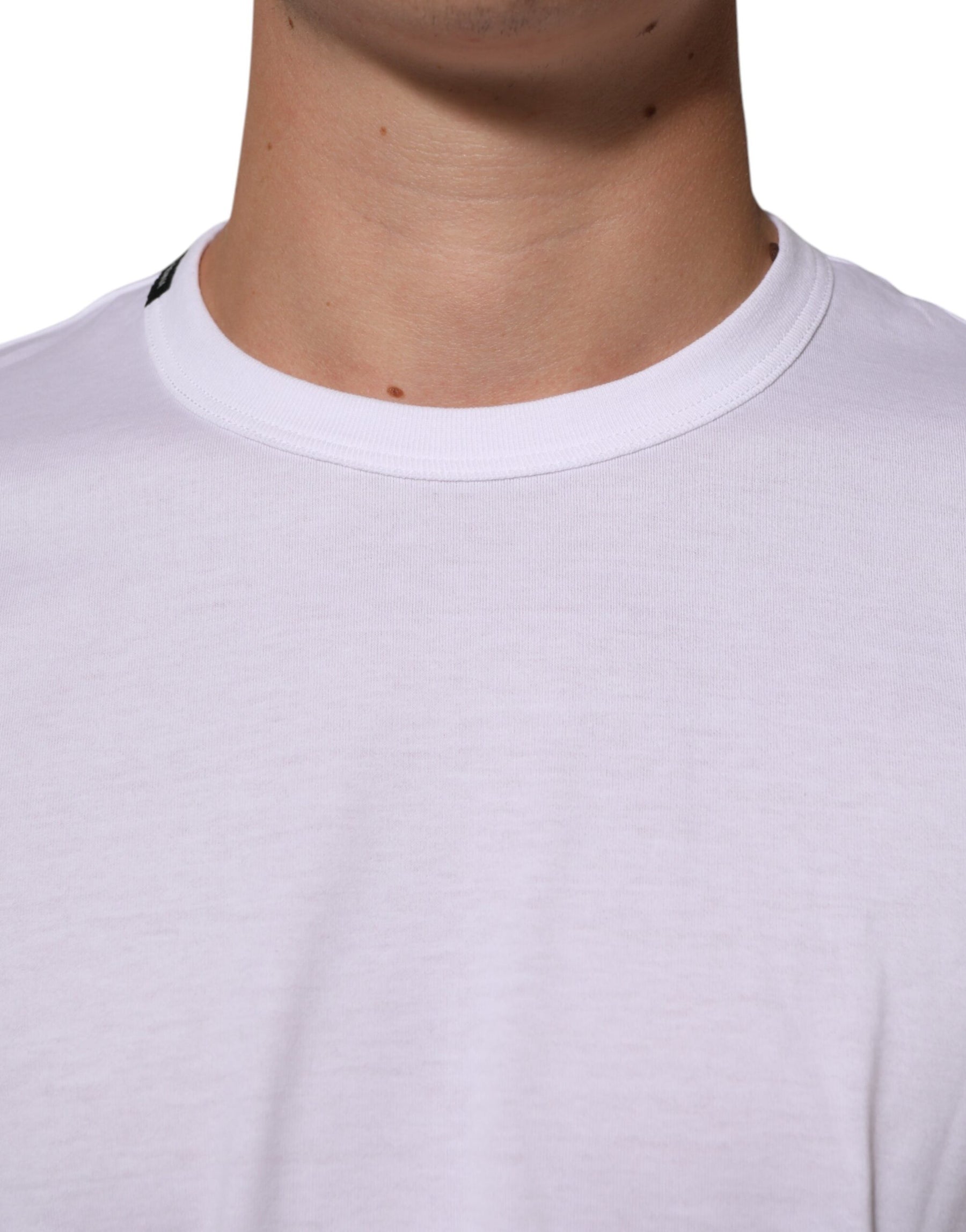 Dolce & Gabbana White Goodluck 2021 Cotton Crew Neck  T-shirt | Regal Royce