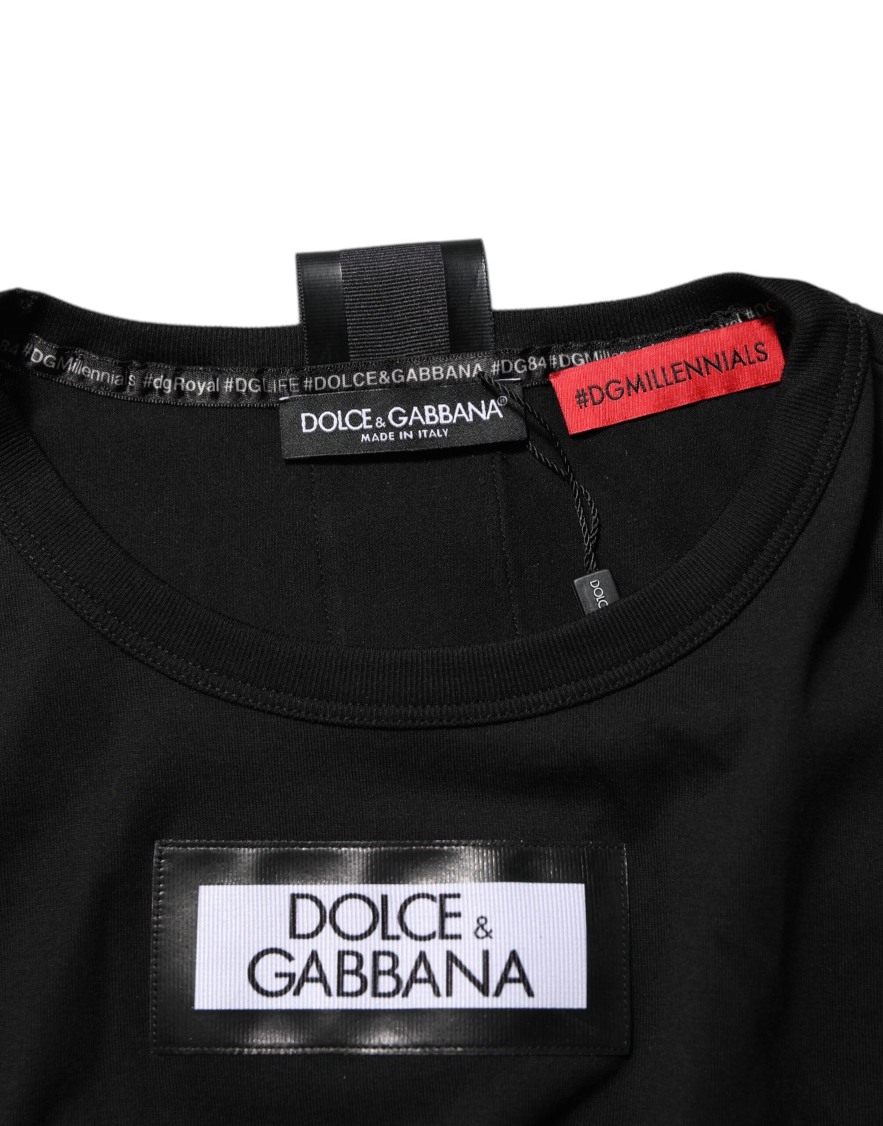 Dolce & Gabbana Black DGRoyals Cotton Men Crew Neck IT T-shirt | Regal Royce