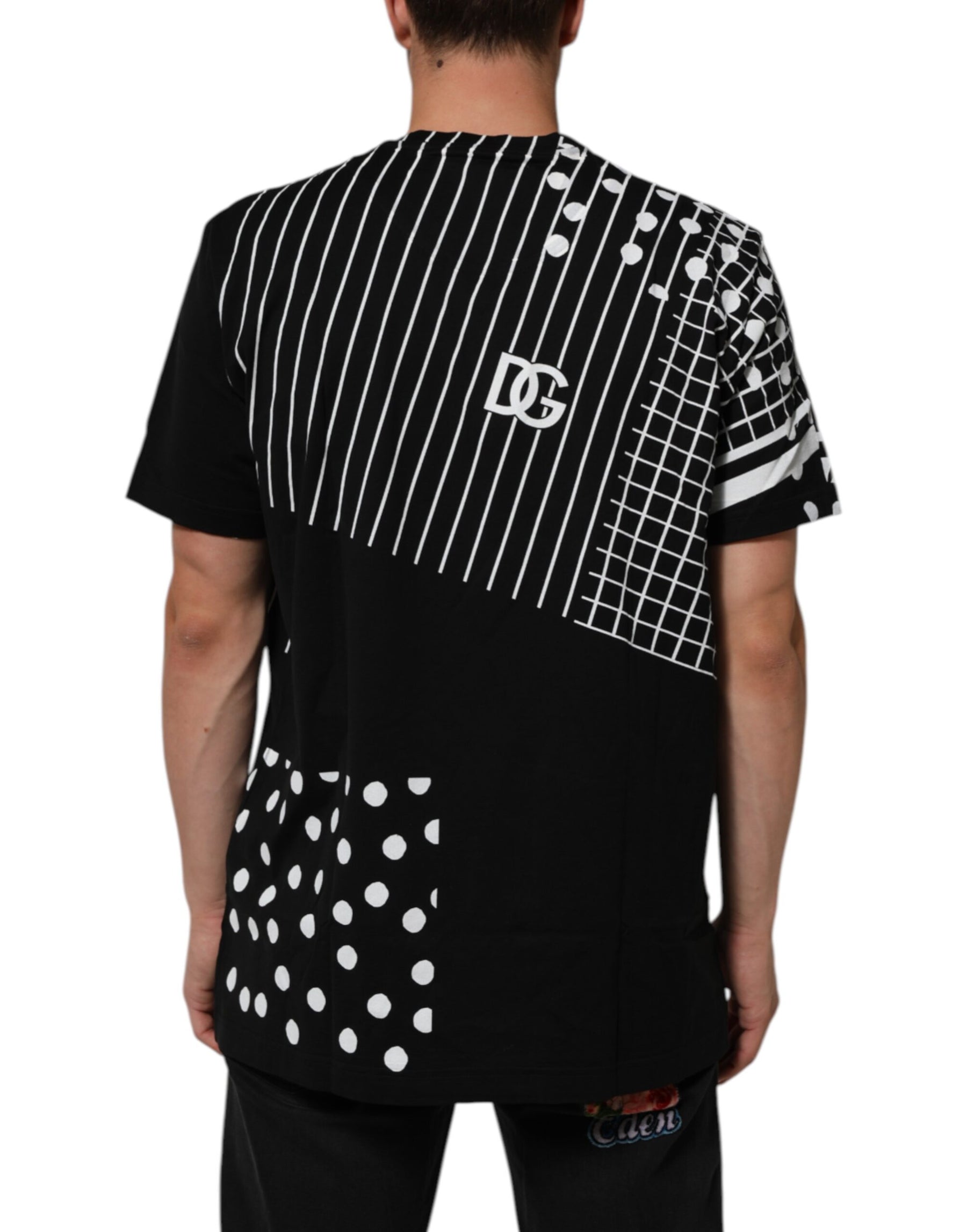 Dolce & Gabbana Black Cotton Polka Dots Round Neck T-shirt | Regal Royce