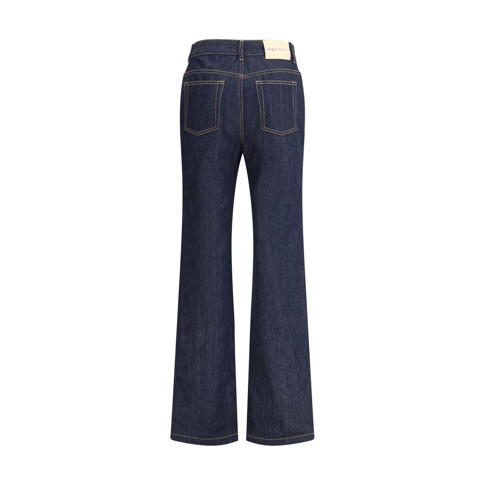 Alexander McQueen Blue Cotton Straight-Leg Jeans | Regal Royce