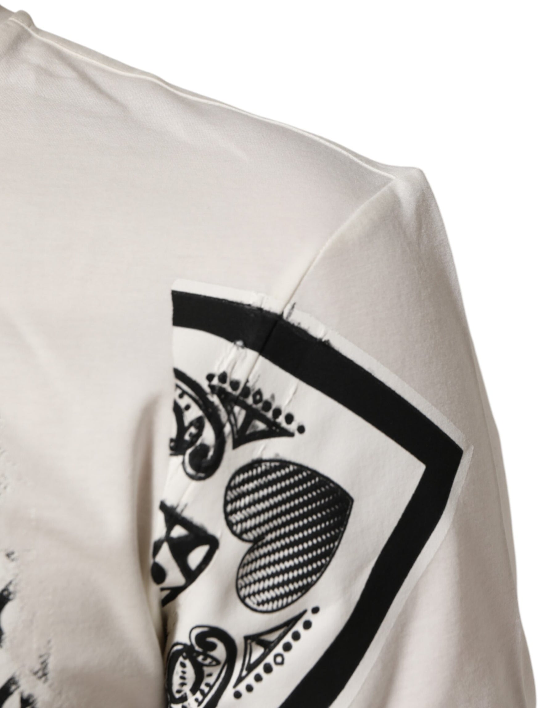 Dolce & Gabbana White Cotton Logo Bandana Print Men T-shirt | Regal Royce