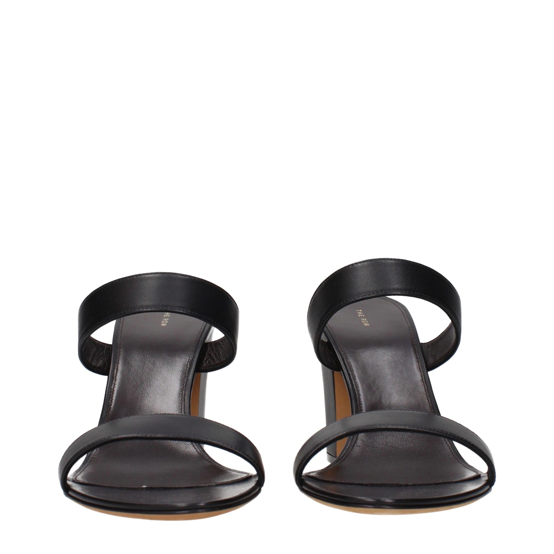 The Row Black Leather Stiletto Heel Sandals | Regal Royce