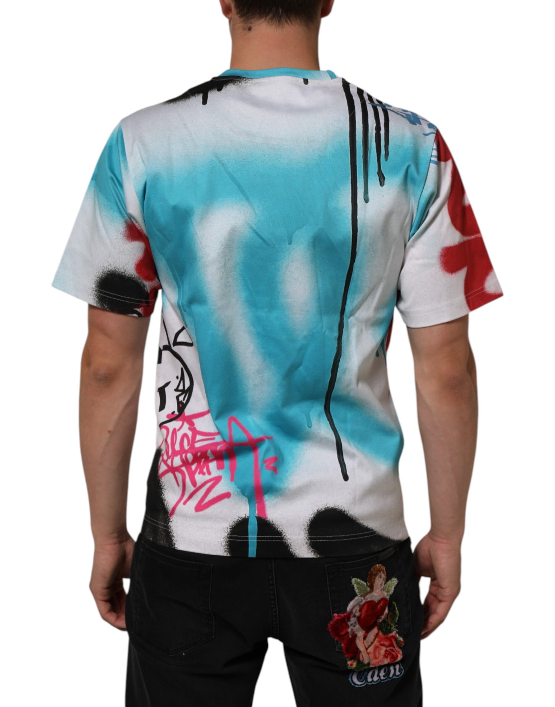 Dolce & Gabbana White Graffiti Crew Neck Short Sleeves T-shirt | Regal Royce