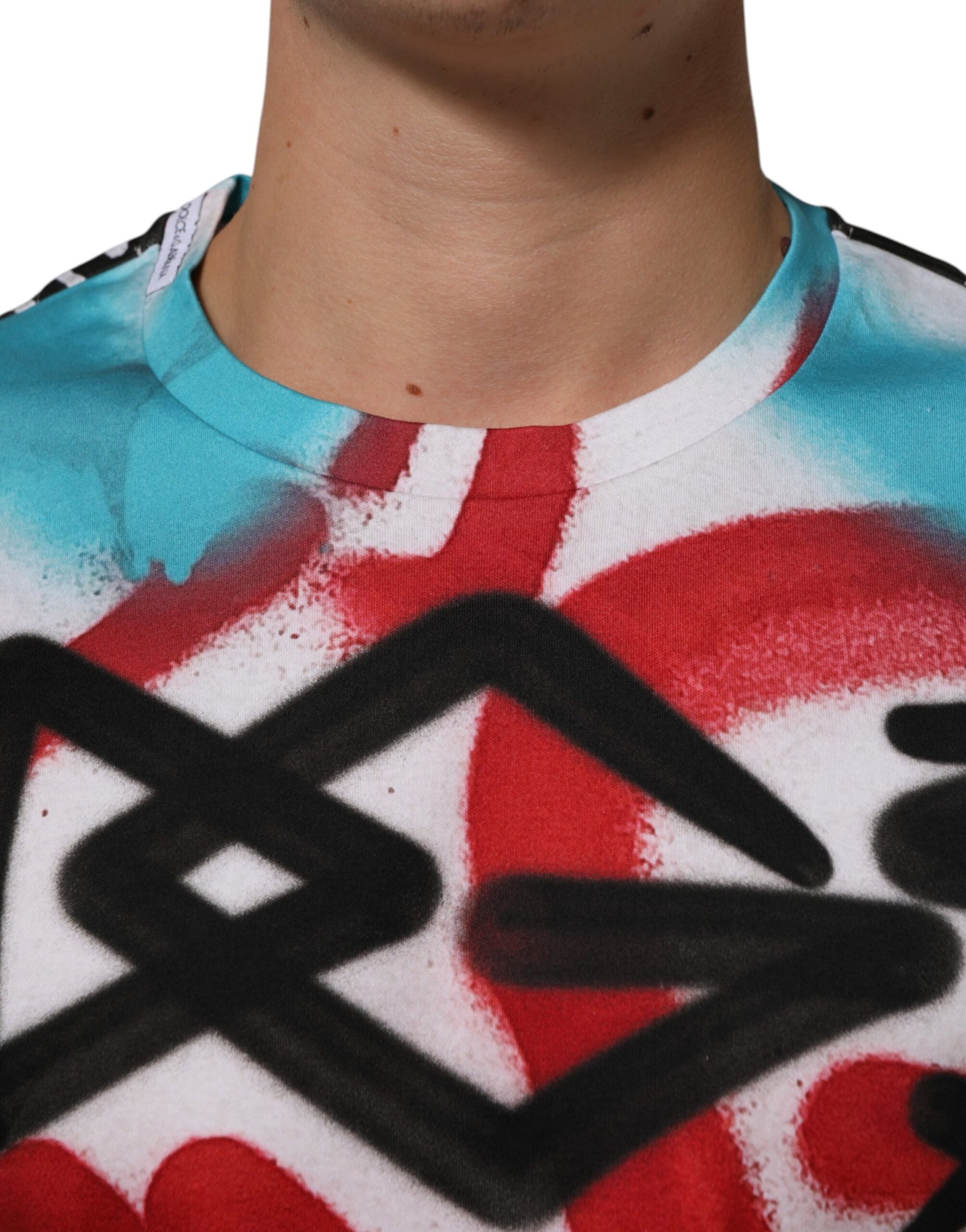 Dolce & Gabbana White Graffiti Crew Neck Short Sleeves T-shirt | Regal Royce