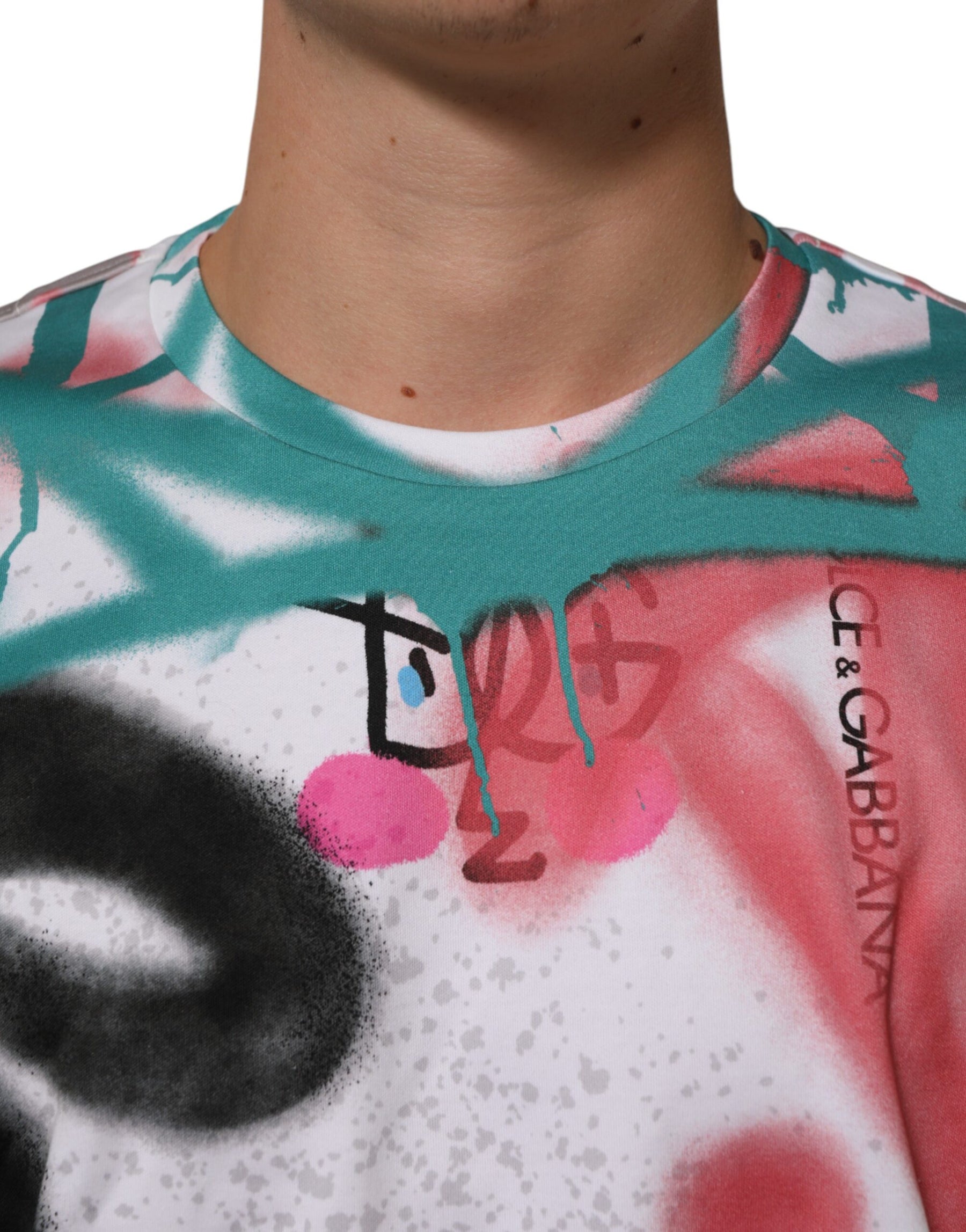 Dolce & Gabbana White Graffiti Crew Neck Short Sleeves T-shirt | Regal Royce