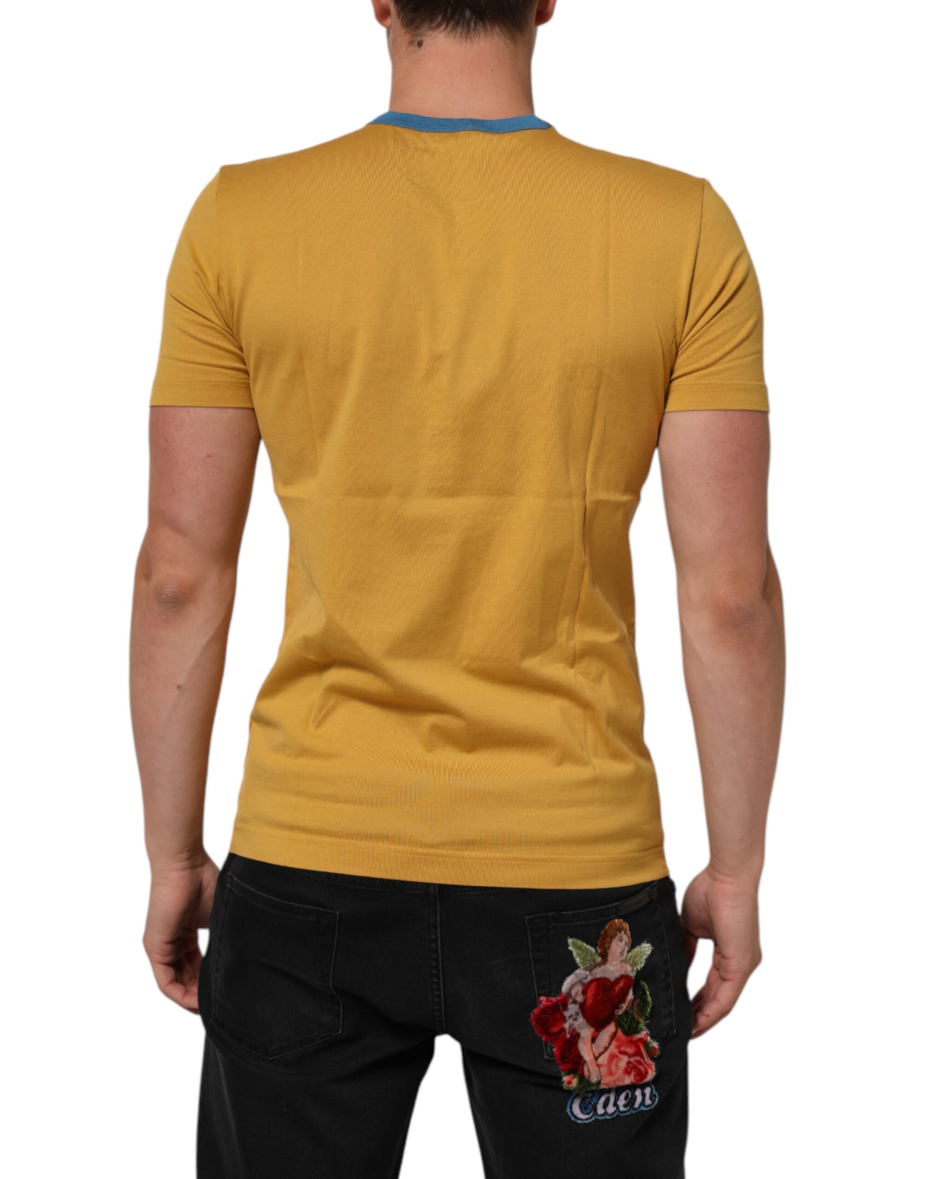 Dolce & Gabbana Yellow Logo Crew Neck Short Sleeves T-shirt | Regal Royce