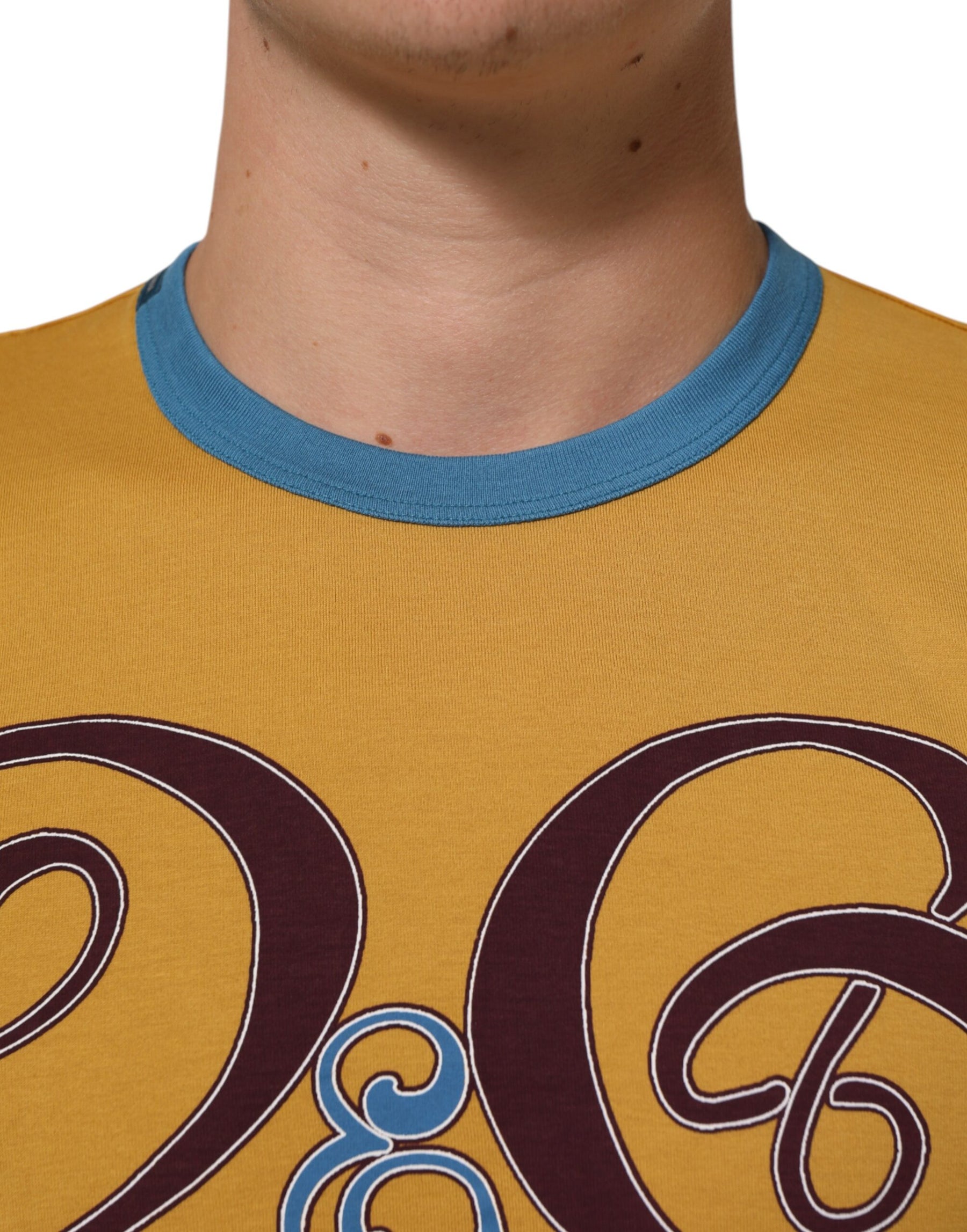 Dolce & Gabbana Yellow Logo Crew Neck Short Sleeves T-shirt | Regal Royce