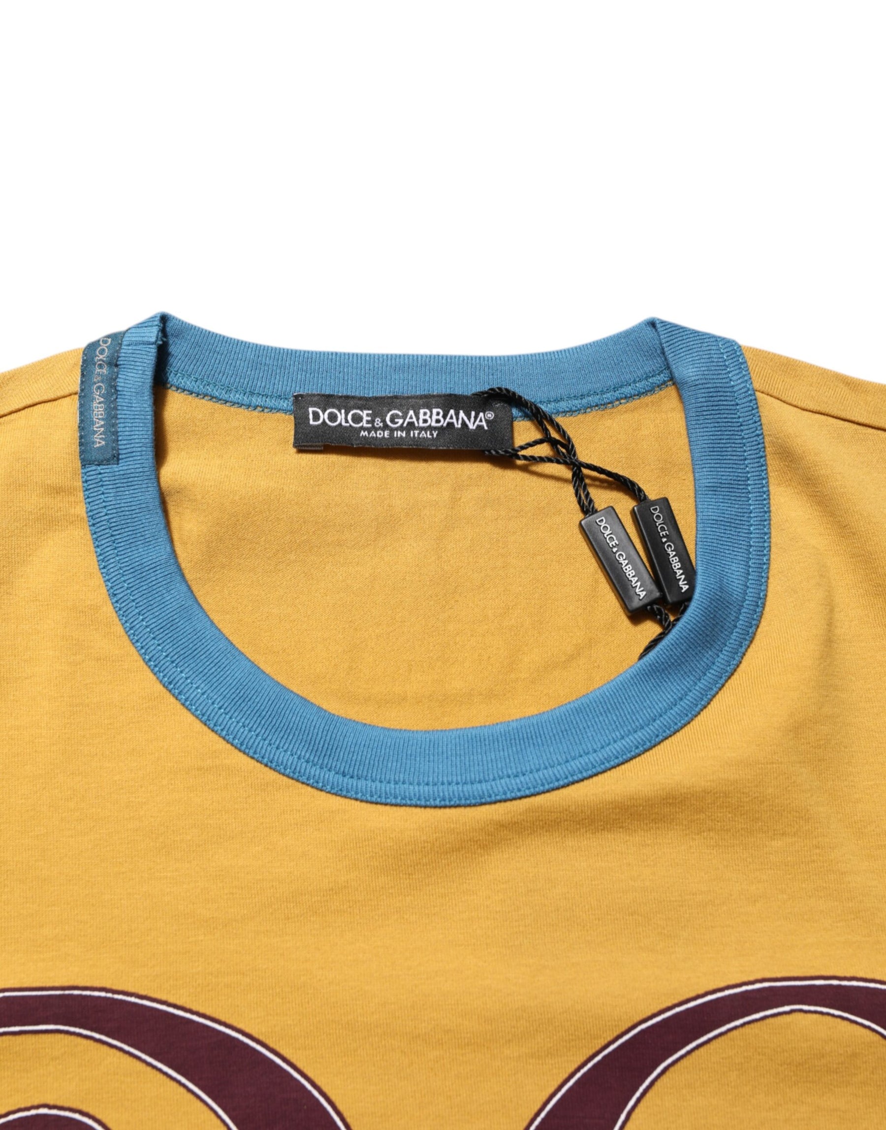 Dolce & Gabbana Yellow Logo Crew Neck Short Sleeves T-shirt | Regal Royce