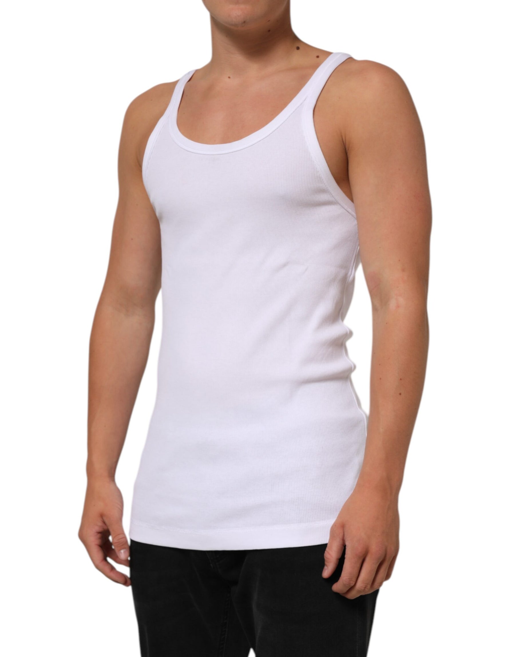 Dolce & Gabbana White Sleeveless Round Neck Tank Top T-shirt | Regal Royce
