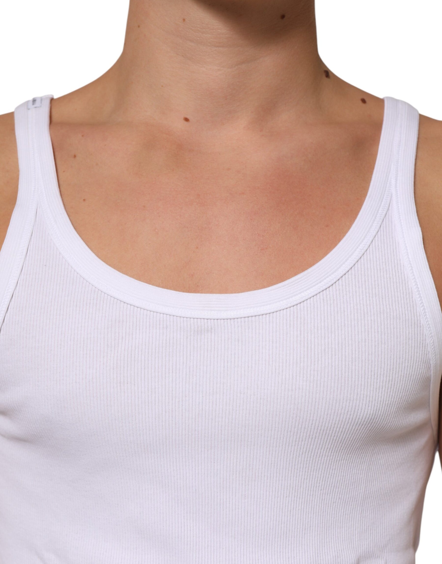 Dolce & Gabbana White Sleeveless Round Neck Tank Top T-shirt | Regal Royce