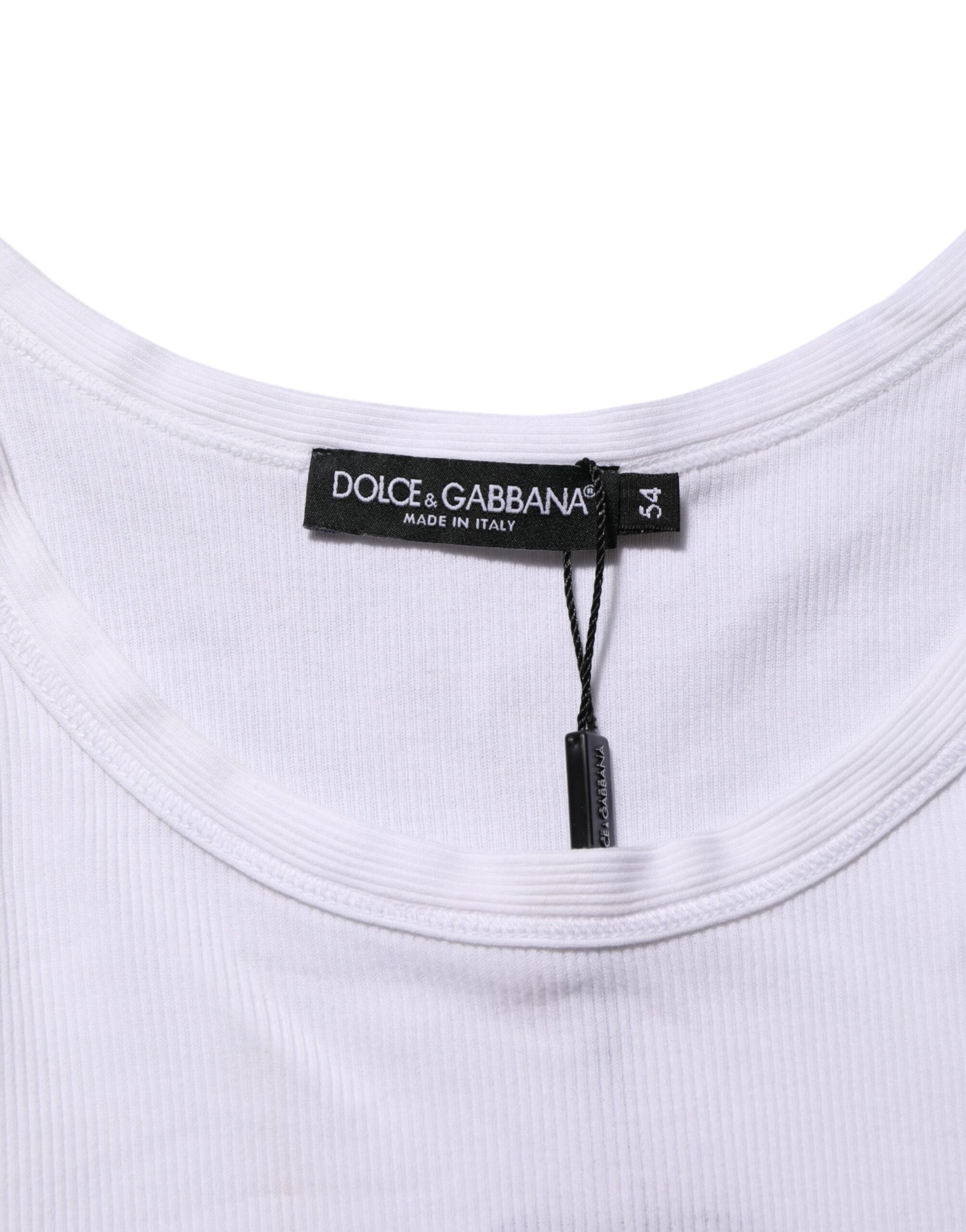 Dolce & Gabbana White Sleeveless Round Neck Tank Top T-shirt | Regal Royce