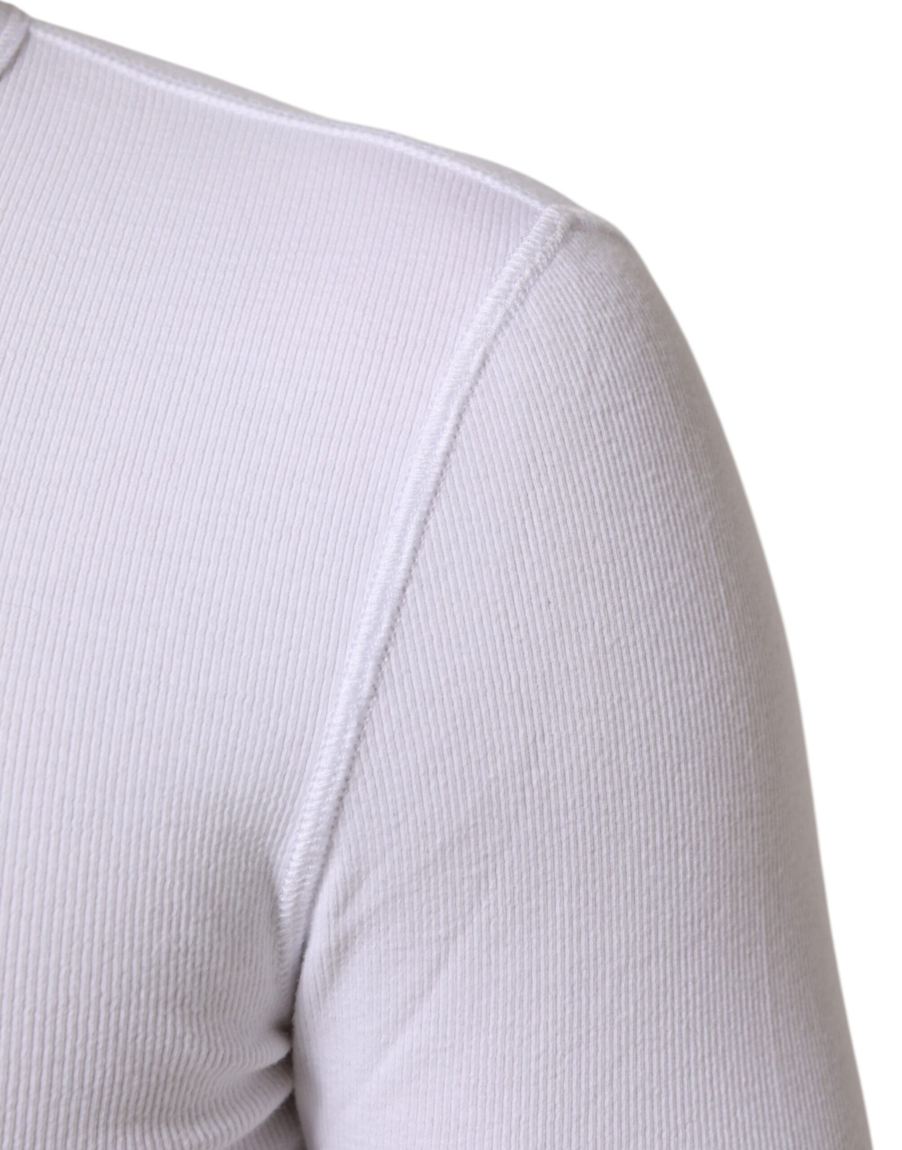 Dolce & Gabbana White Long Sleeves Button Closure T-shirt | Regal Royce