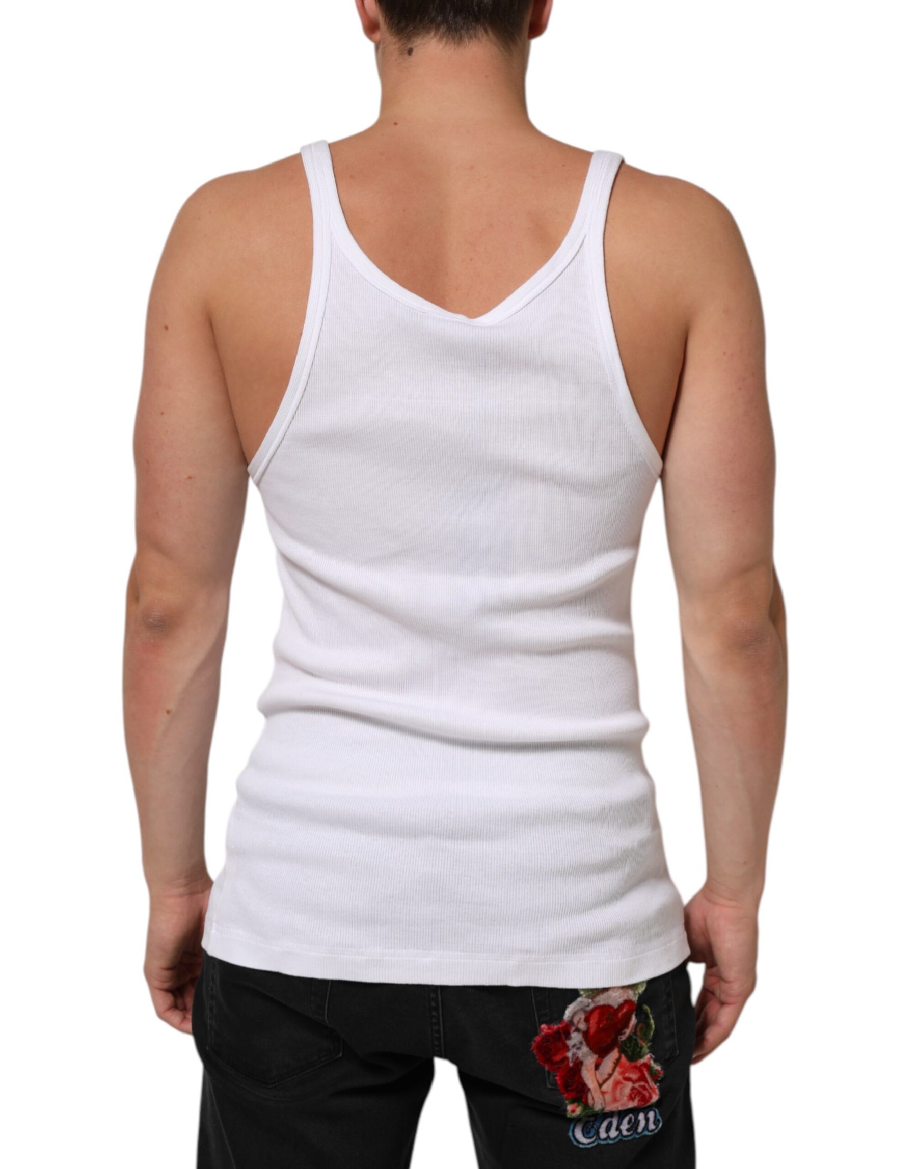Dolce & Gabbana White Sleeveless Round Neck Tank Top T-shirt | Regal Royce
