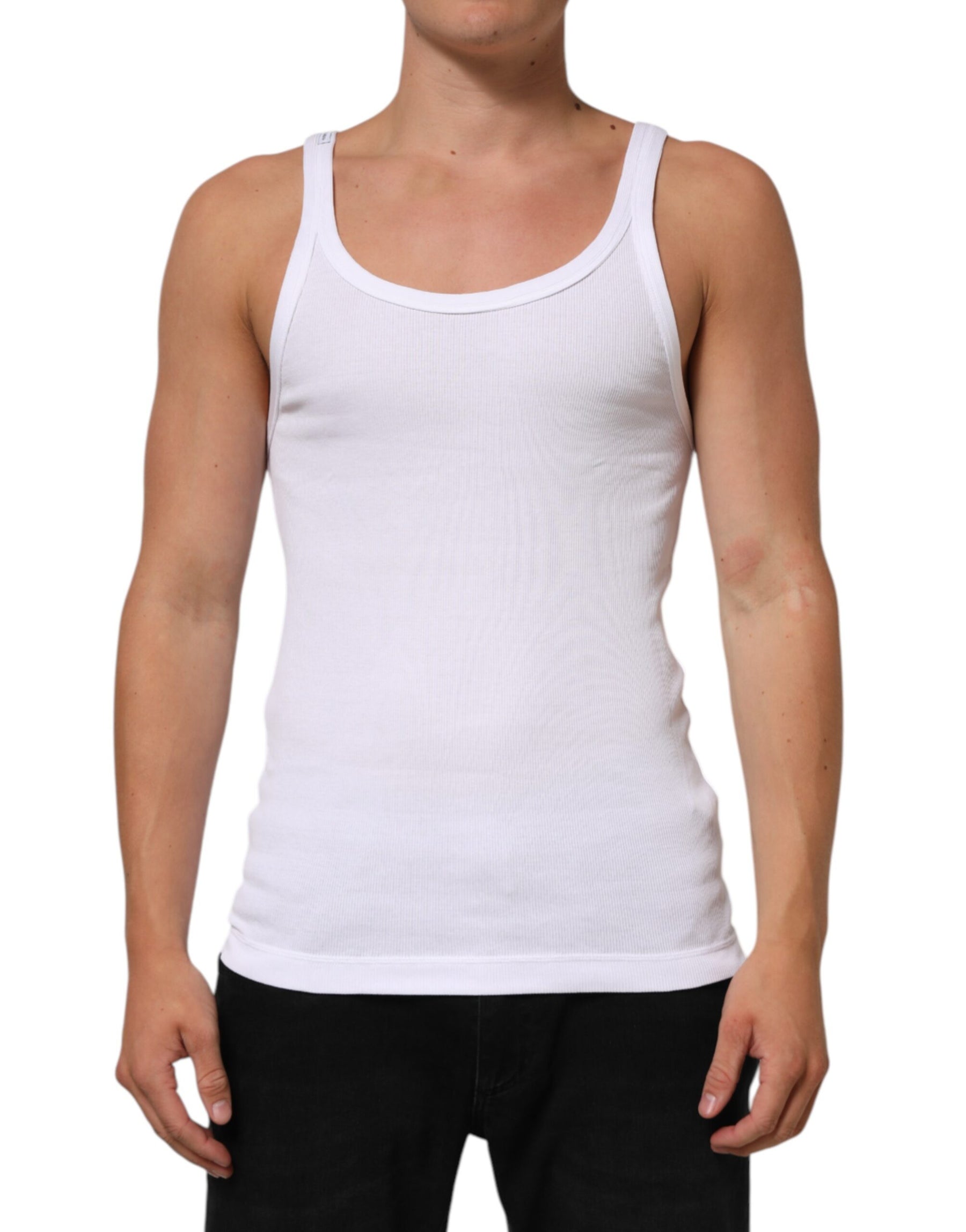 Dolce & Gabbana White Sleeveless Round Neck Tank Top T-shirt | Regal Royce