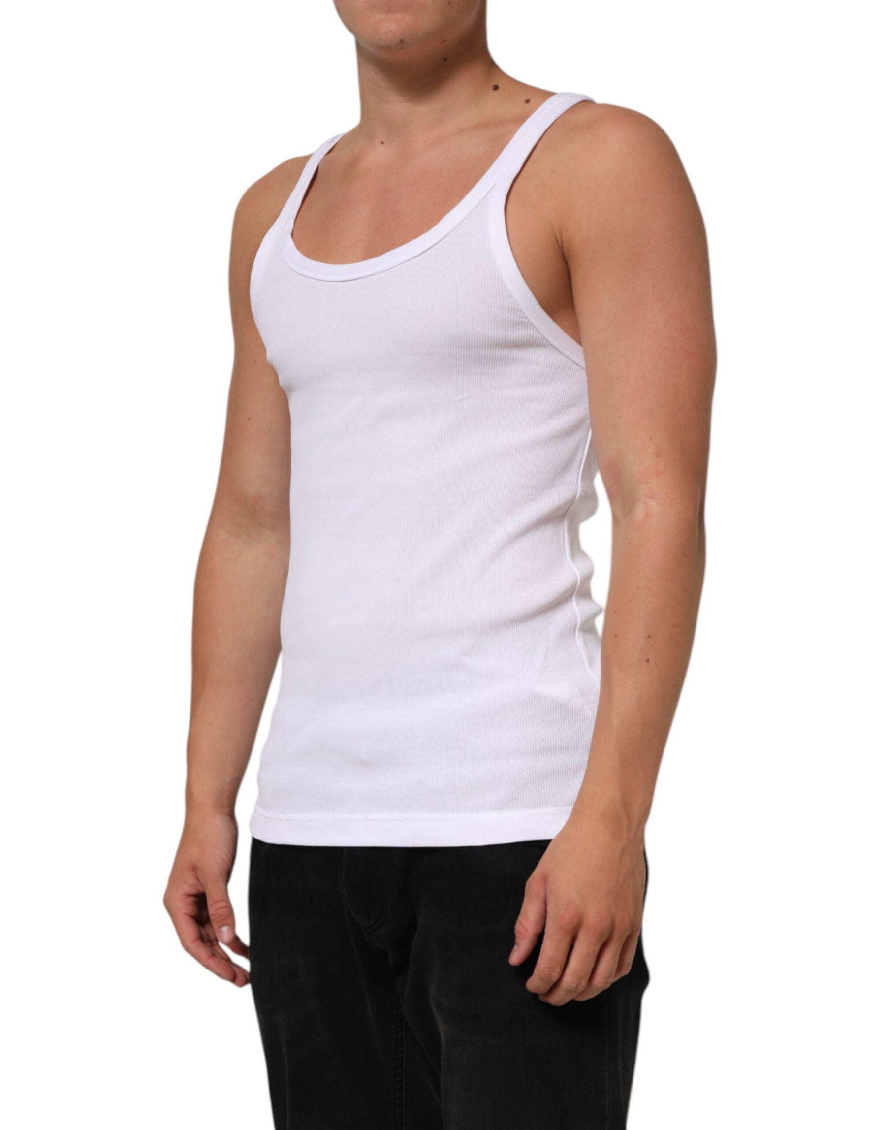 Dolce & Gabbana White Sleeveless Round Neck Tank Top T-shirt | Regal Royce