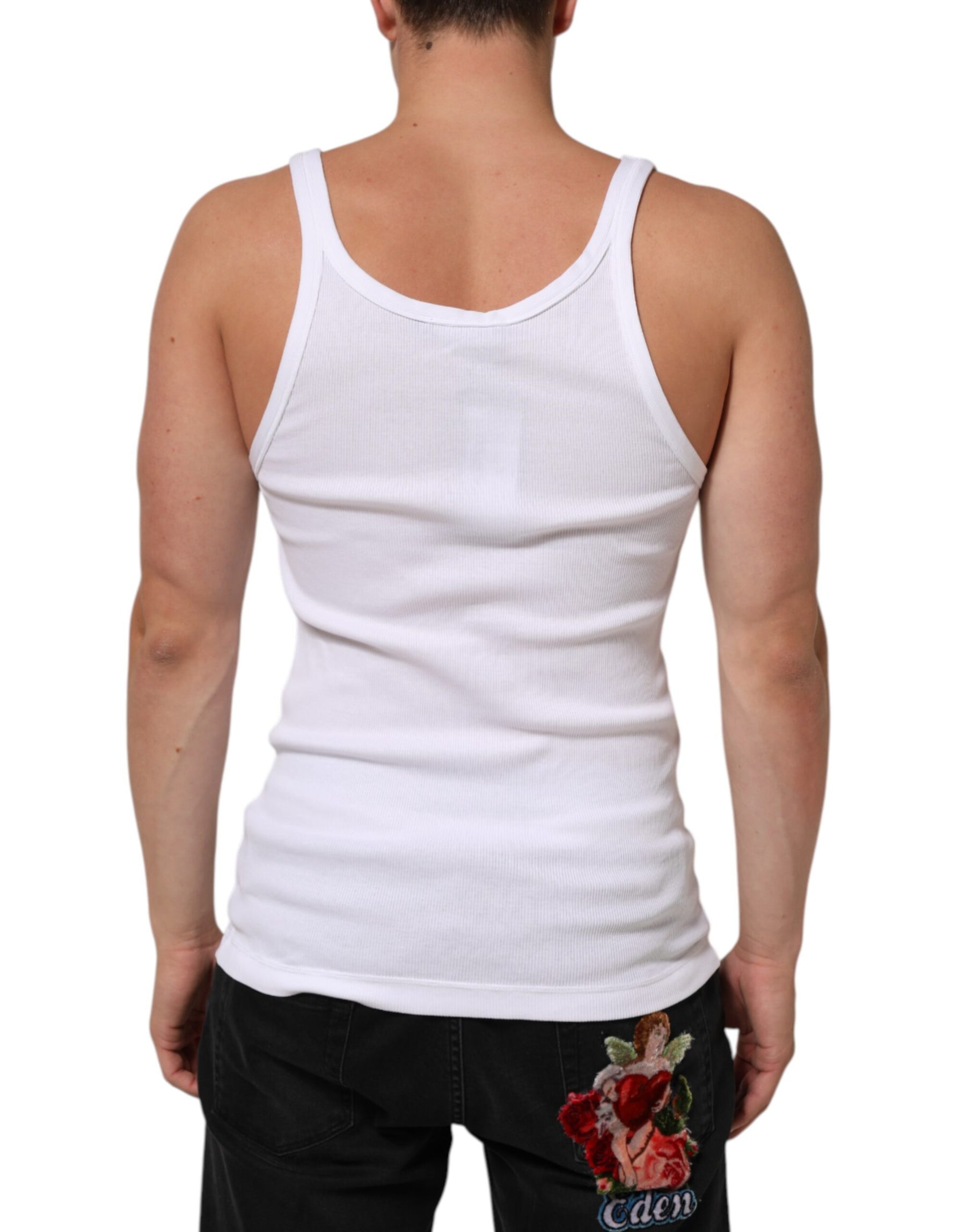 Dolce & Gabbana White Sleeveless Round Neck Tank Top T-shirt | Regal Royce