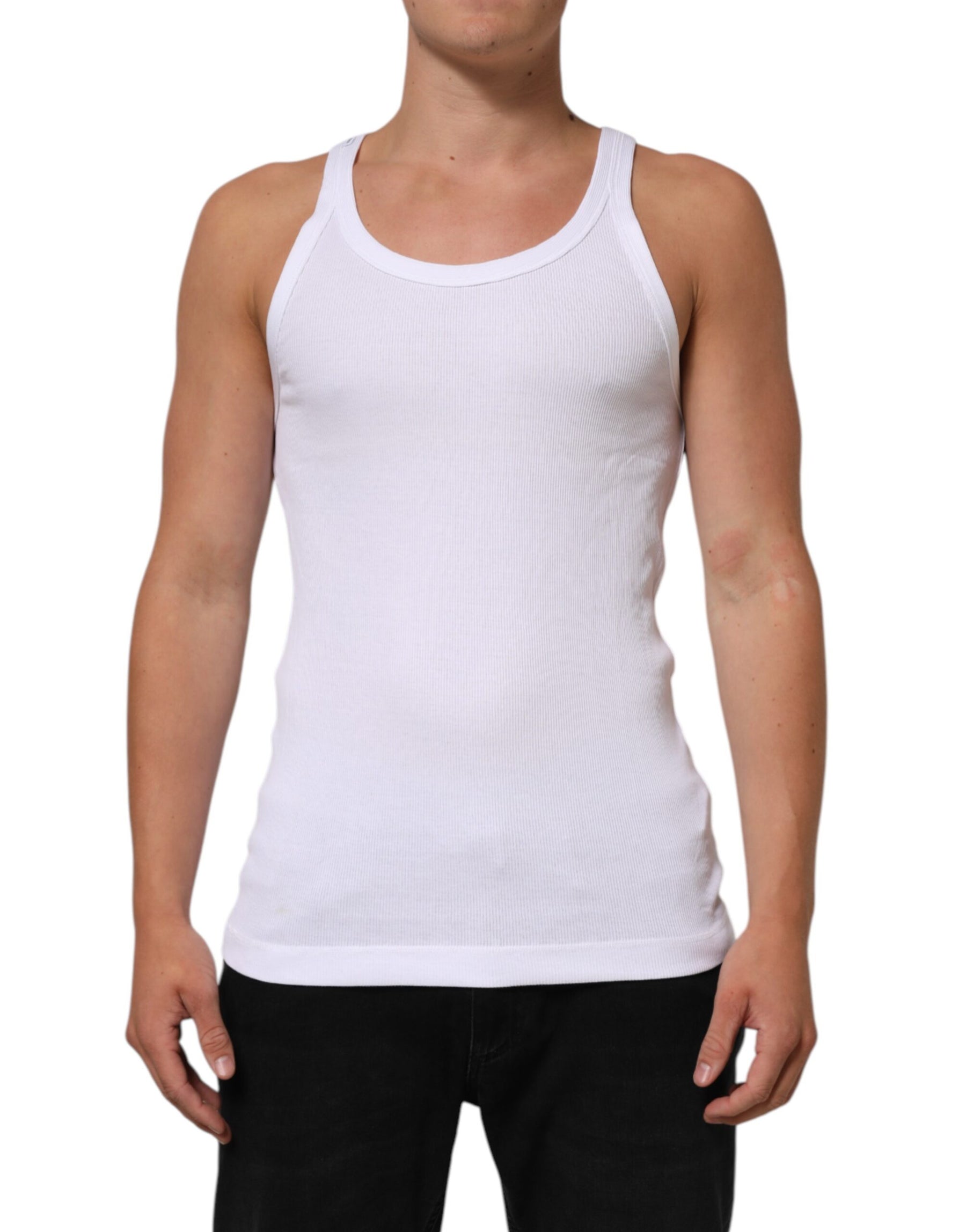 Dolce & Gabbana White Sleeveless Round Neck Tank Top T-shirt | Regal Royce