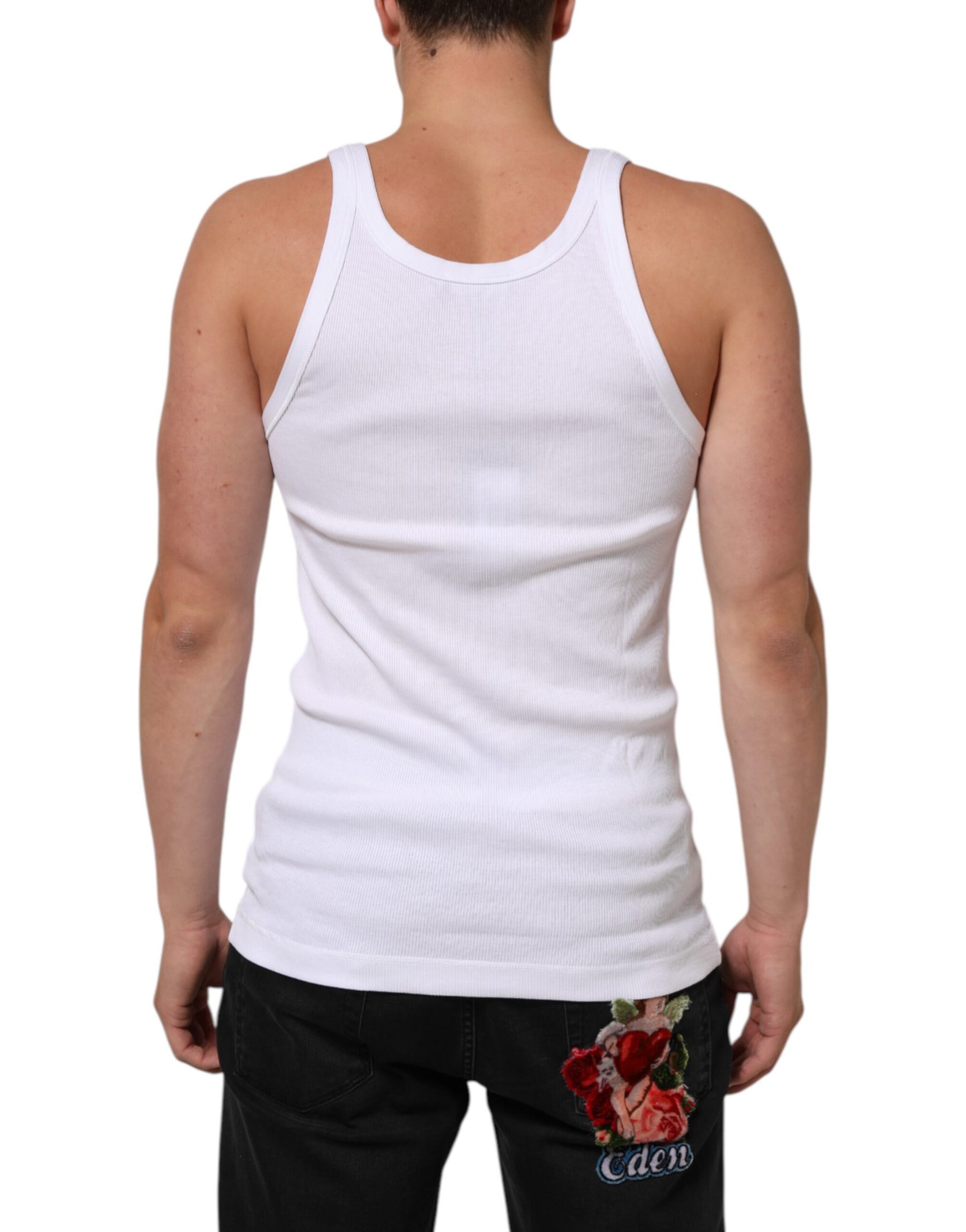 Dolce & Gabbana White Sleeveless Round Neck Tank Top T-shirt | Regal Royce