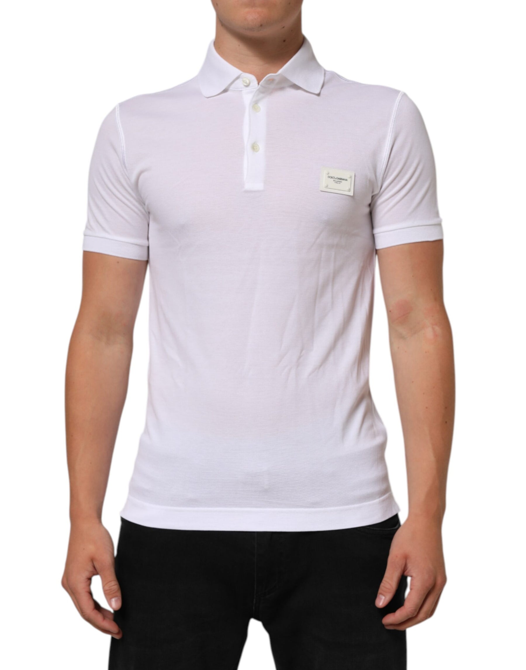 Dolce & Gabbana White Collared Short Sleeves Polo T-shirt | Regal Royce