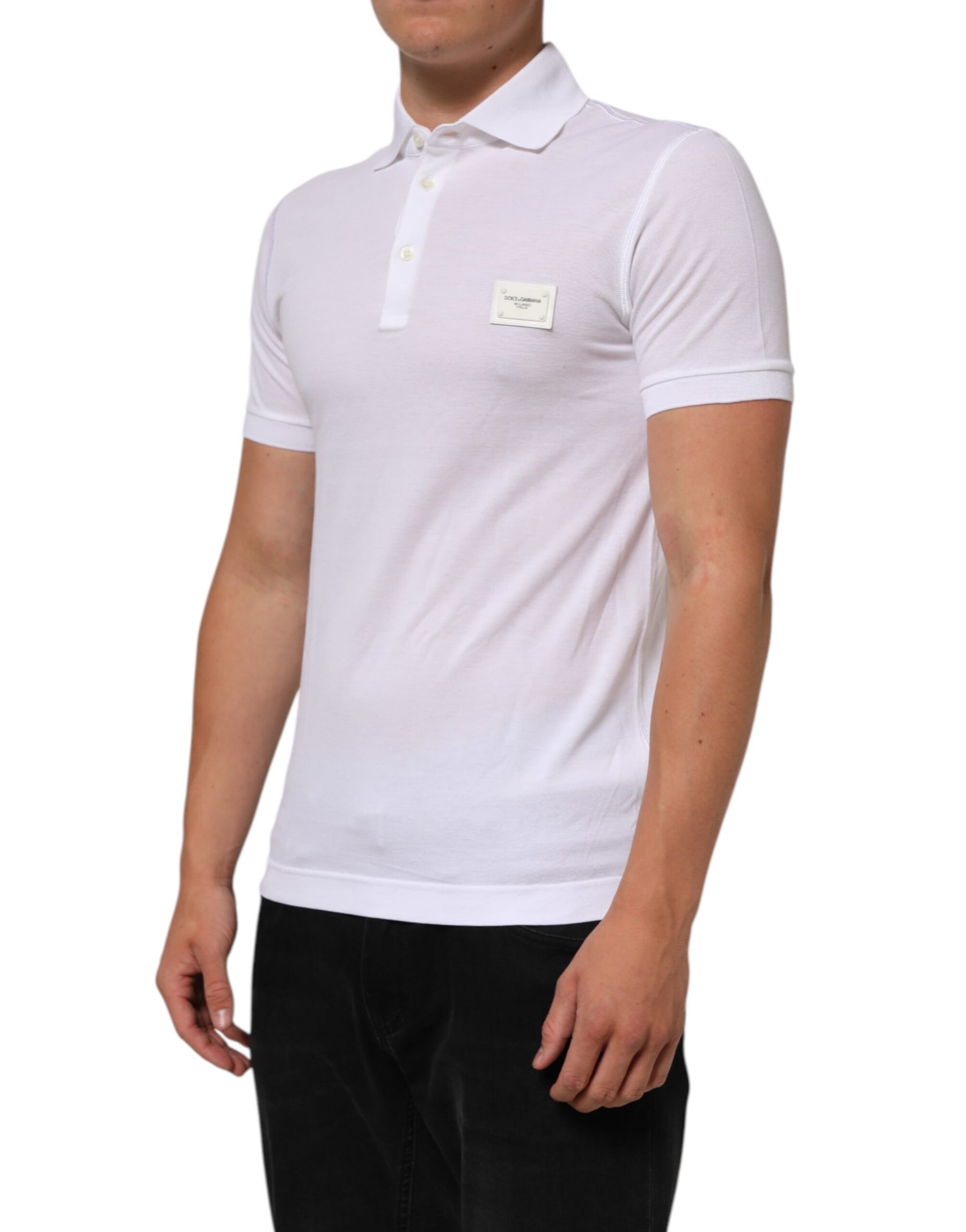 Dolce & Gabbana White Collared Short Sleeves Polo T-shirt | Regal Royce