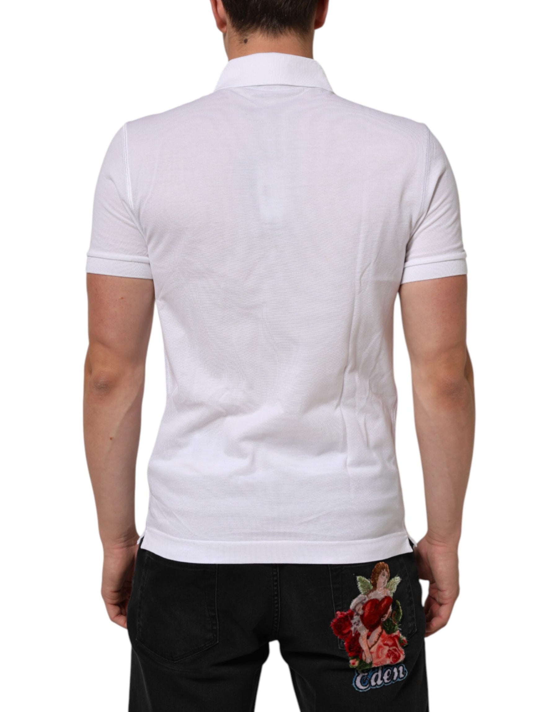 Dolce & Gabbana White Collared Short Sleeves Polo T-shirt | Regal Royce