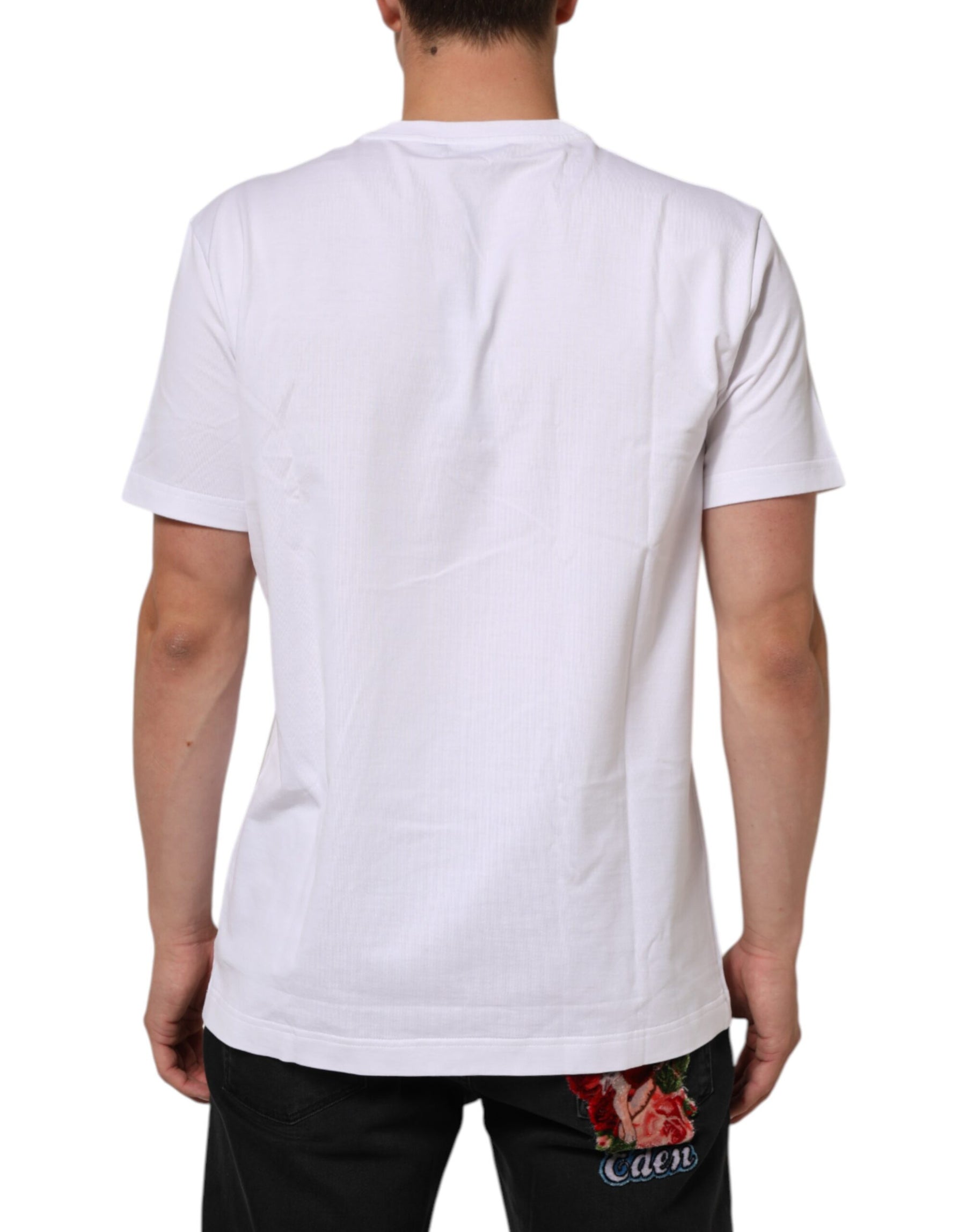 Dolce & Gabbana White Cotton Crew Neck Short Sleeves T-shirt | Regal Royce