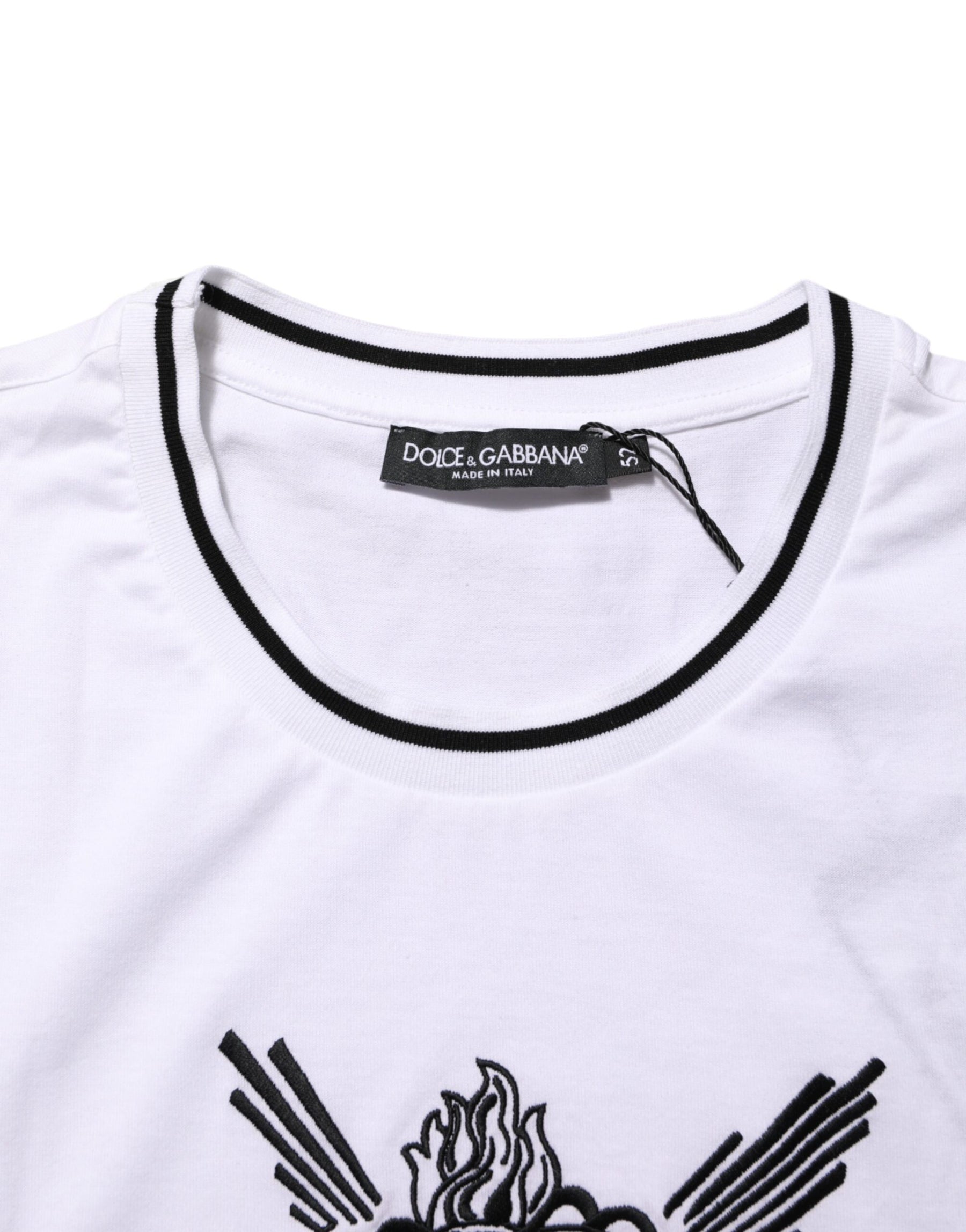 Dolce & Gabbana White Sacred Heart Short Sleeve Men T-shirt | Regal Royce