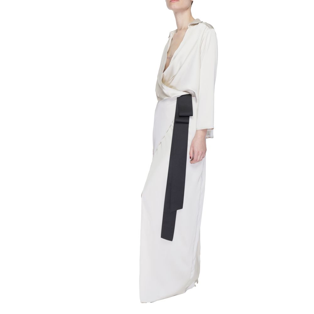 Sandro Ferrone Beige Polyester Long Dress | Regal Royce