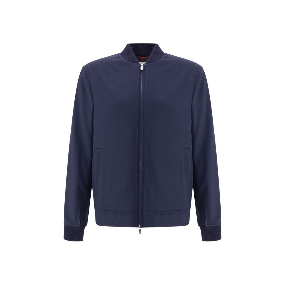 Brunello Cucinelli Blue Cashmere Bomber